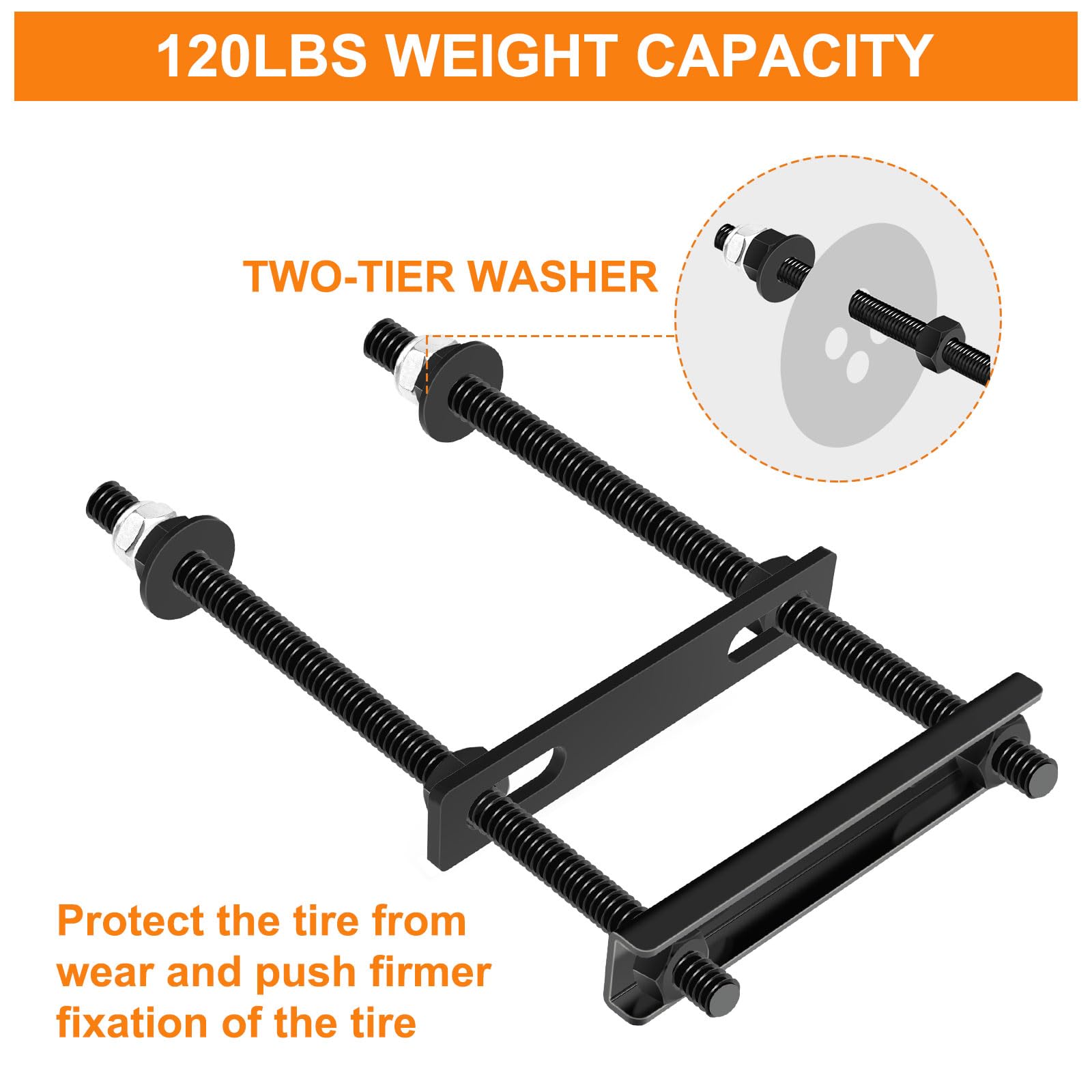 Universal Trailer Spare Tire Mount - Black Wheel Bracket for Utility Trailers & Boats - Heavy Duty Towing Accessory