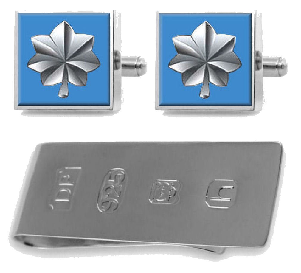 Sterling Silver U.S. Air Force Lieutenant Colonel Cufflinks and Money Clip Set - Perfect Military Gift for Promotion, Retirement & Formal Occasions