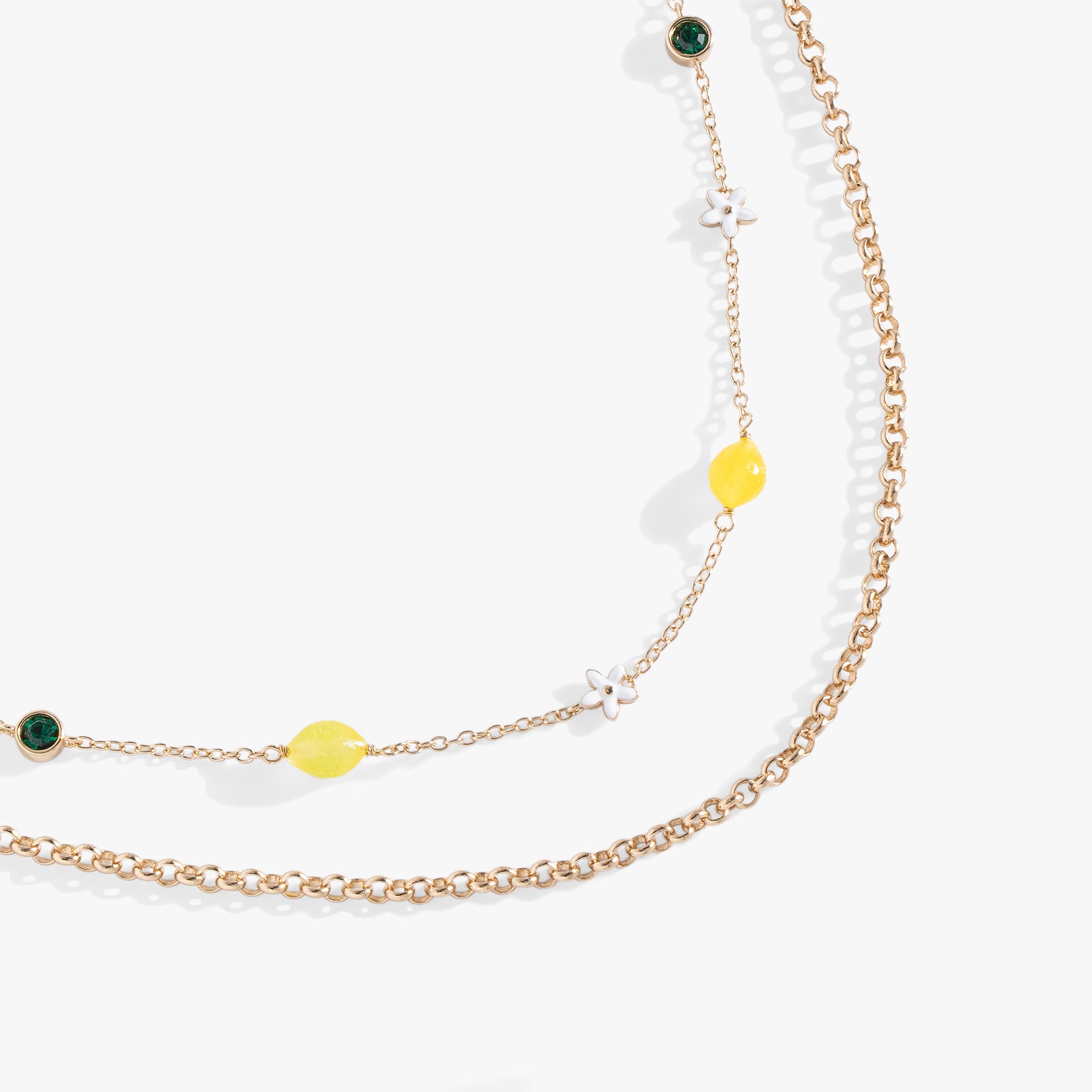 Double Layer Lemon Necklace - Dainty Lemon Pendant Jewelry for Women, 925 Sterling Silver Lemon Charm Necklace - Perfect for Summer Outfits, Beach Vacations & Gift Giving
