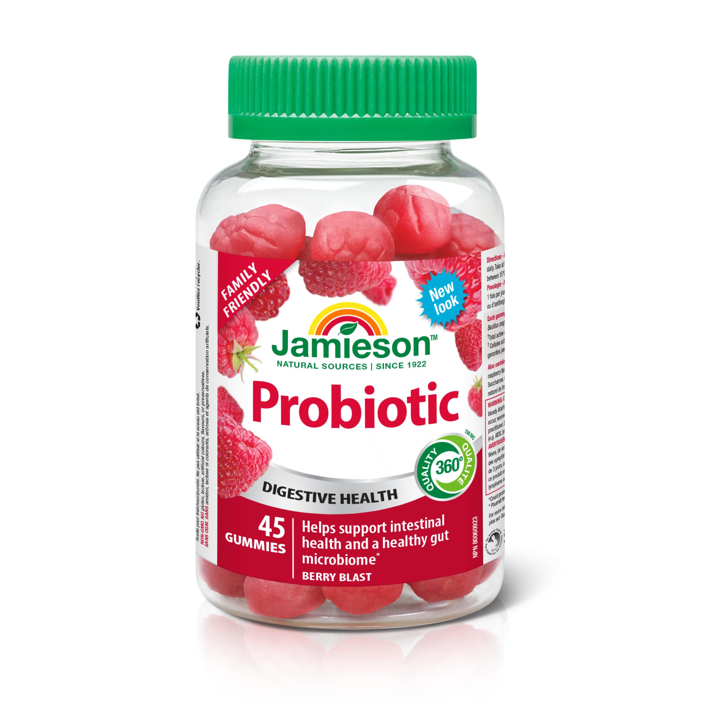 Jamieson Probiotic Gummies for Adults & Kids - 45 Count | Digestive Health Support | Berry Flavor | Vegan & Gluten-Free | Perfect for Travel, School & Daily Wellness