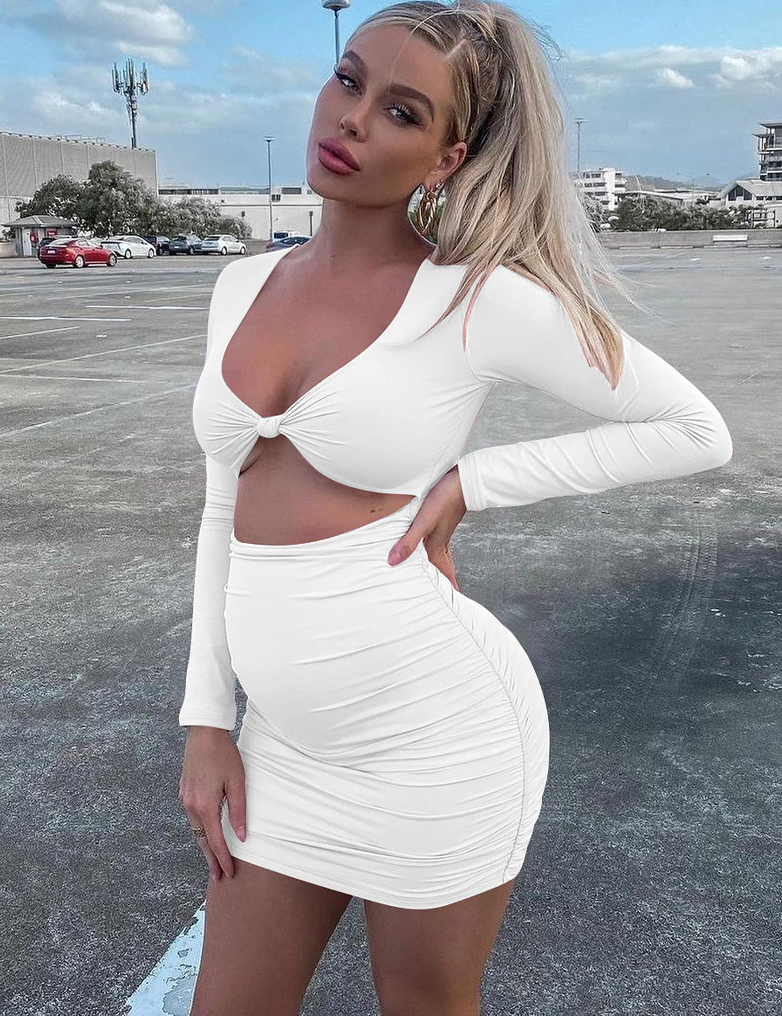 Sexy Bodycon Sleeveless Cut Out Ruched Tank Mini Dress for Women - Club Party, Night Out, Date Night & Special Occasions