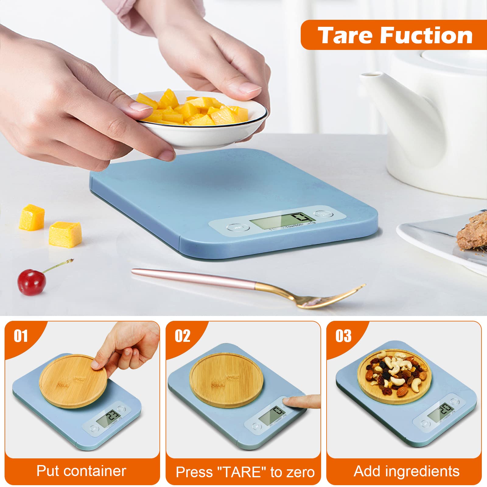 Smart Digital Food Scale for Weight Loss & Baking - Precise 0.1oz/1g Nutritional Kitchen Scale with Calorie Calculator (3g-5kg Capacity) | Perfect for Diet Tracking, Diabetic Meal Prep & Healthy Cooking