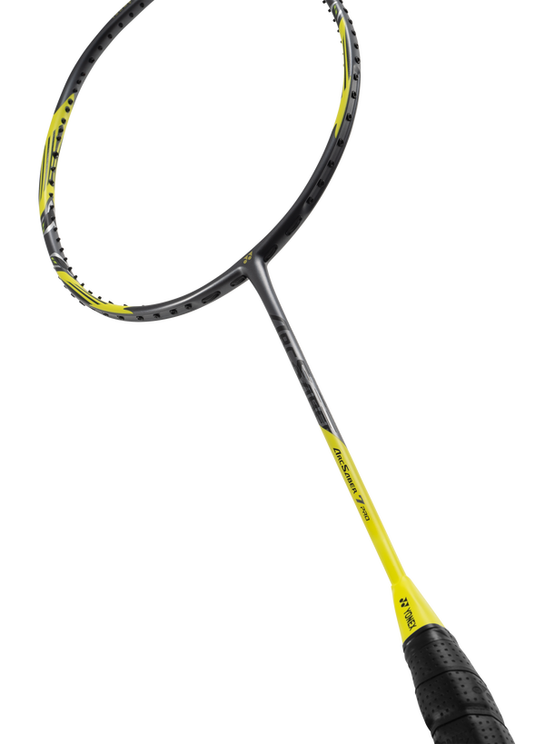 Yonex ArcSaber 7 Pro Gray/Yellow Badminton Racket Unstrung - Premium Japanese-Made Sports Equipment for Professional Players & Tournaments
