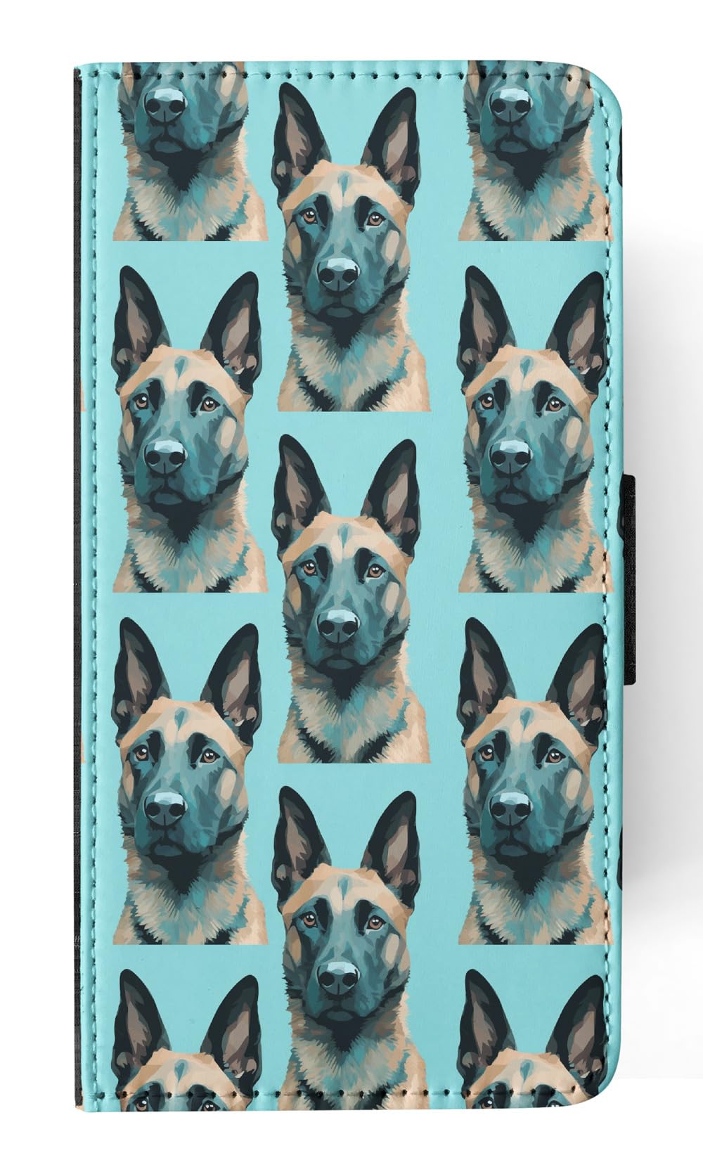 Stylish Faux Leather Flip Wallet Phone Case for Apple iPhone 14 Plus with Cute Malinois Puppy Dog Canine Pattern - Perfect for Everyday Use, Travel & Gift Giving