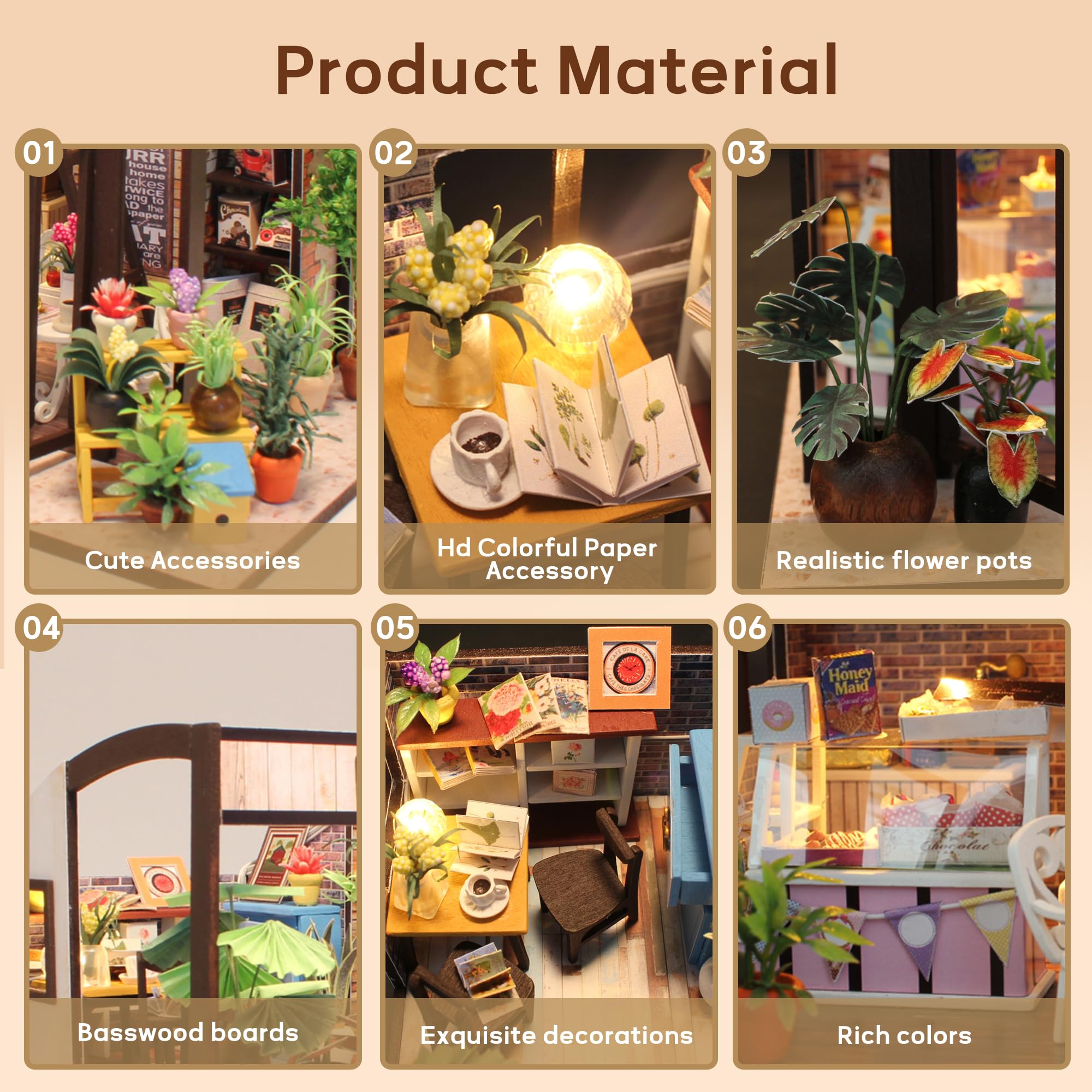 Flever DIY Miniature Dollhouse Kit - Creative Room with Tiny Furniture for Valentine's Day Gifts | Coffee Time Theme | Perfect for Home Decoration, Collectors & Romantic Surprises