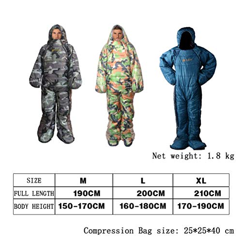 Adult Wearable Sleeping Bag Jacket with Feet & Sleeves - Waterproof Windproof Thermal Sleeping Suit for Camping, Hiking, Backpacking & Outdoor Adventures - Includes Compression Sack - Perfect for Cold Weather Camping, Backyard Stargazing & Winter Festivals