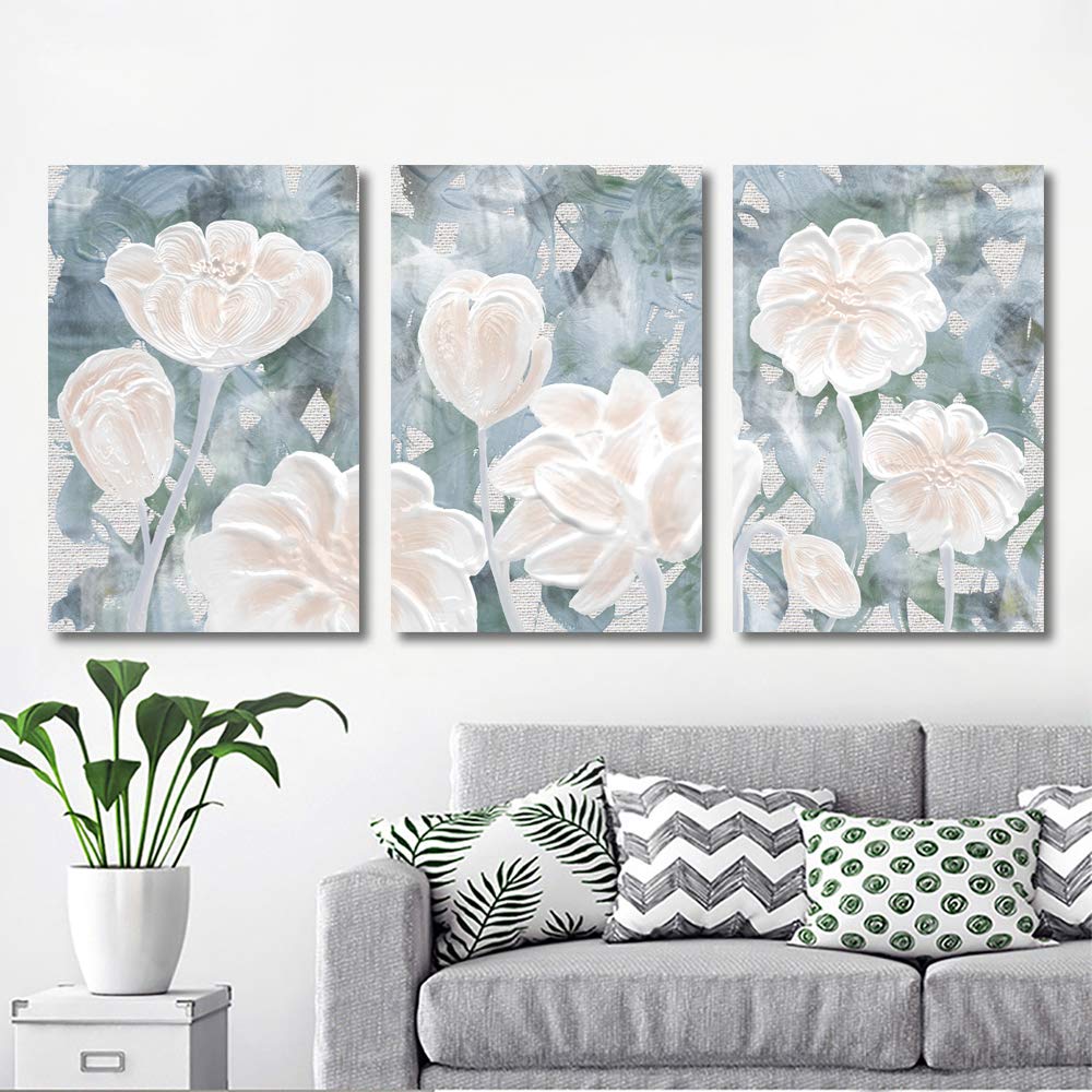 IDEA4WALL Abstract Floral Canvas Wall Art Set - 3 Panel Modern Oil Painting Home Decor (24