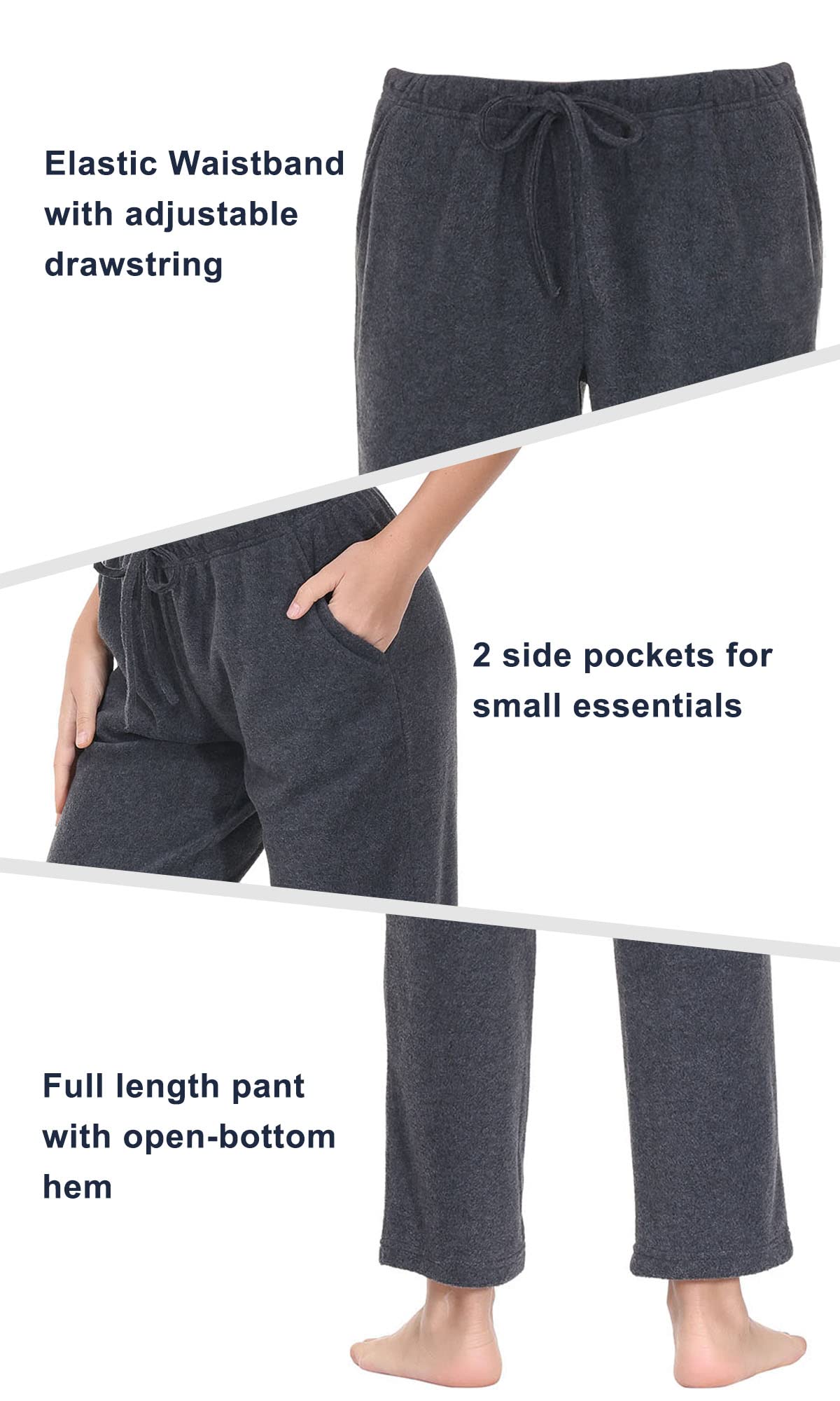 COZZIPLUS Women's Lightweight Polar Fleece Lounge Sweatpants - Straight Leg Fleece Pajama Pants with Pockets for Winter Comfort & Home Relaxation | Perfect for Lounging, Sleeping & Casual Wear