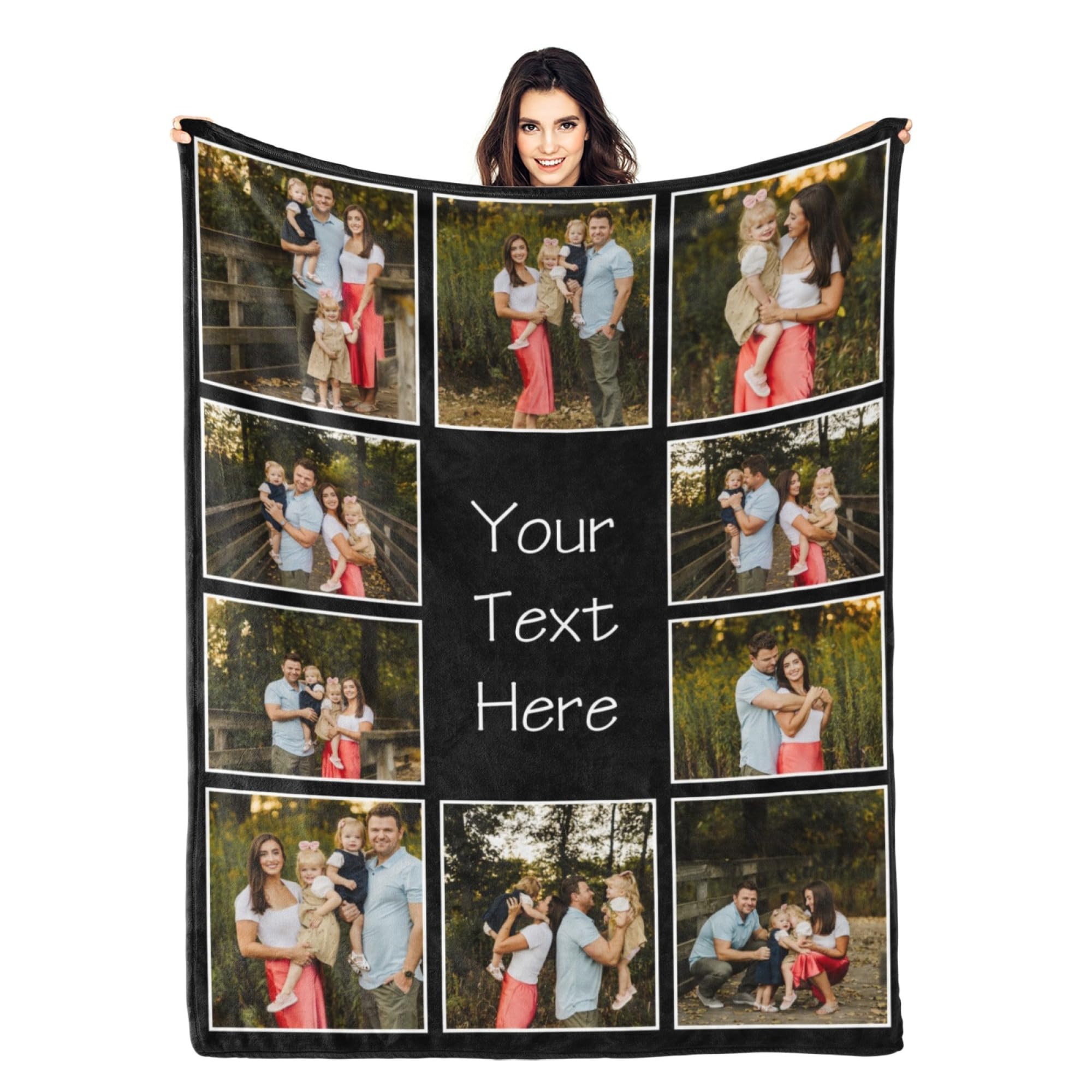 Custom Photo Blanket - Personalized Flannel Fleece Blanket with Family Pictures - Soft Throw Blanket for Women, Men & Kids - Perfect for Couch, Bed & Sofa - Great Gift for Christmas, Birthdays & Anniversaries