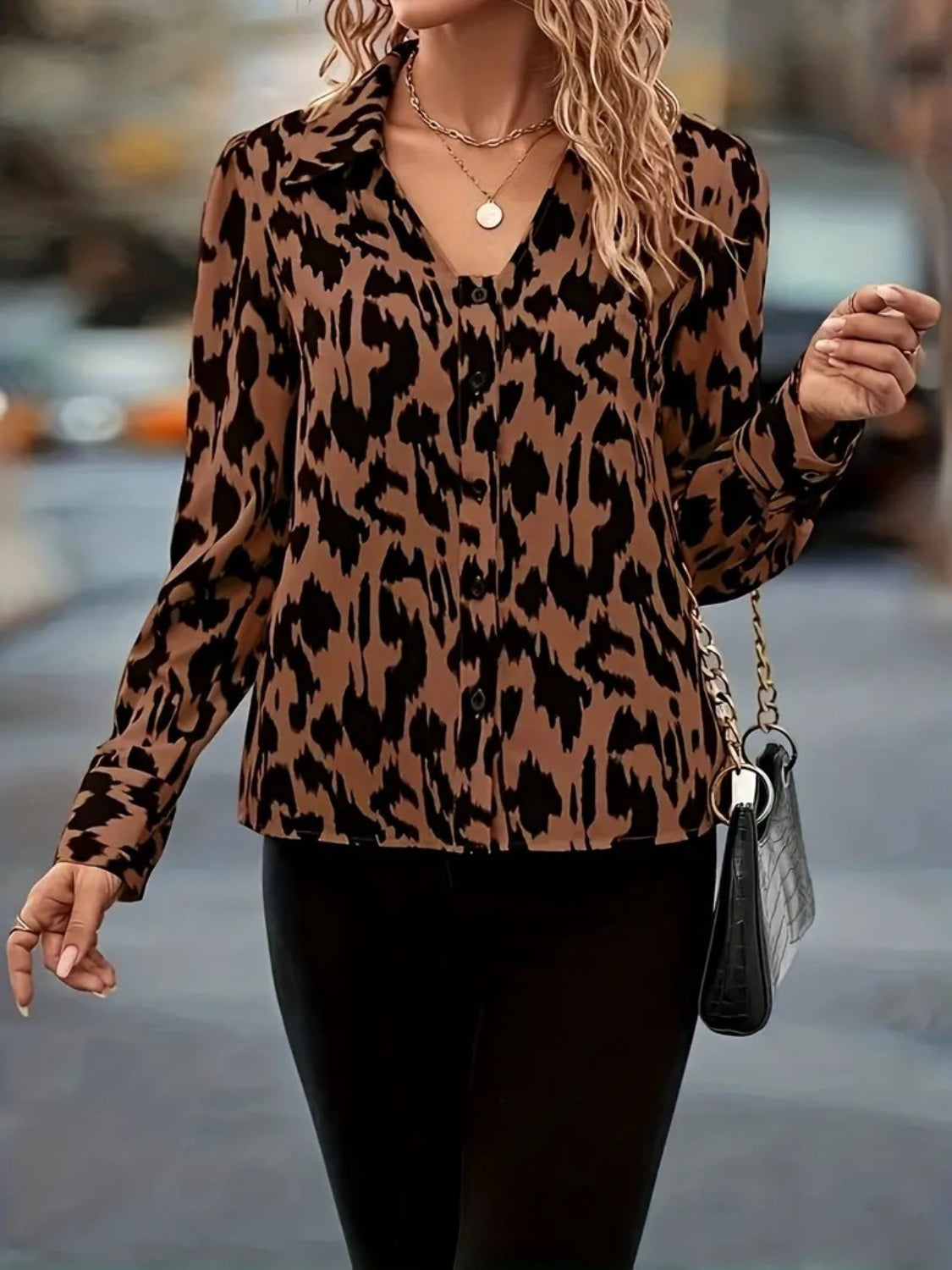 Johnny Collar Long Sleeve Resort Blouse for Women - Elegant Vacation Shirt with Button Front & Flowy Fit - Perfect for Beach Getaways, Summer Travel & Casual Outings