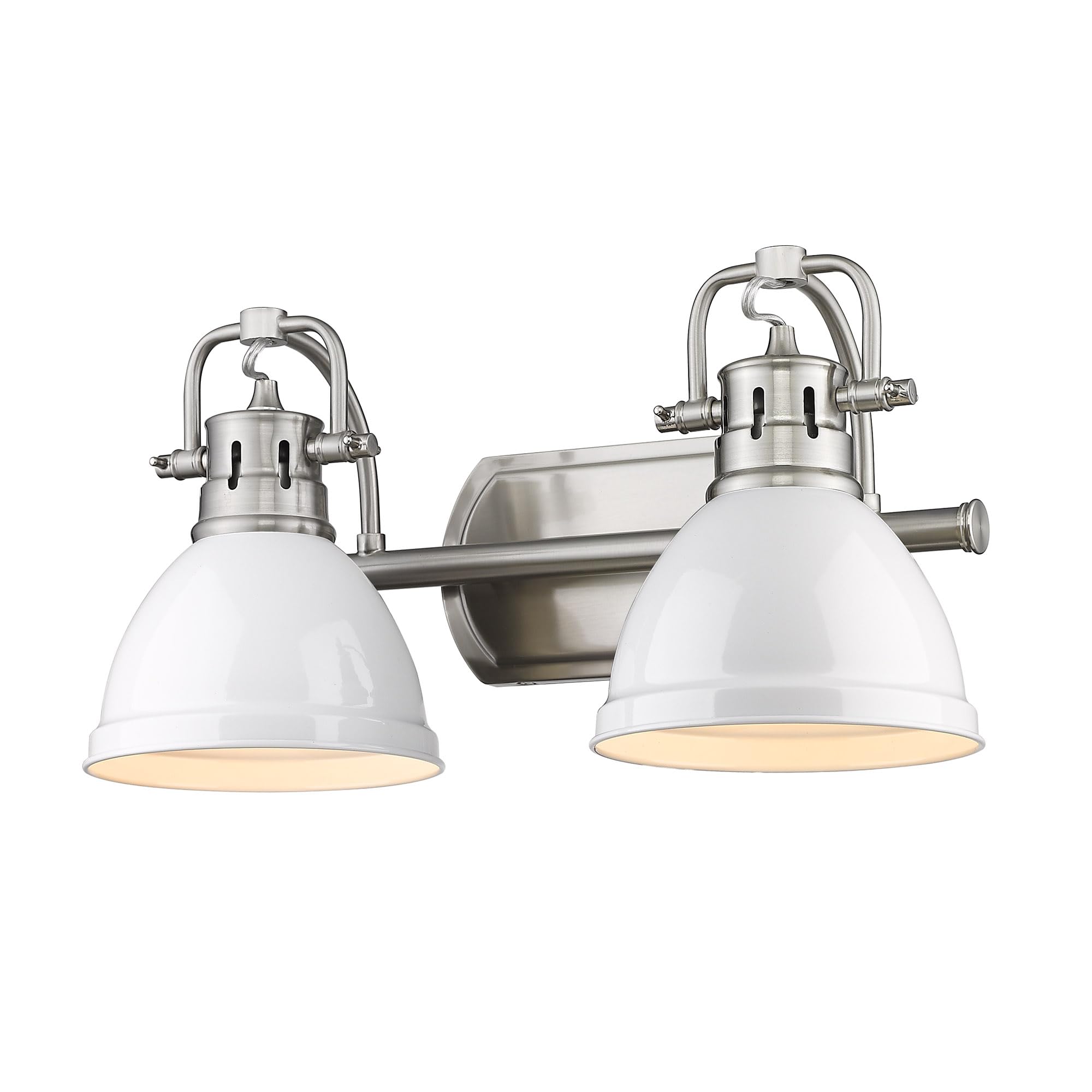 Golden Lighting Duncan Pewter Two-Light Bathroom Vanity Fixture with White Glass Shades - Perfect for Modern Bathroom, Powder Room & Master Bath Decor