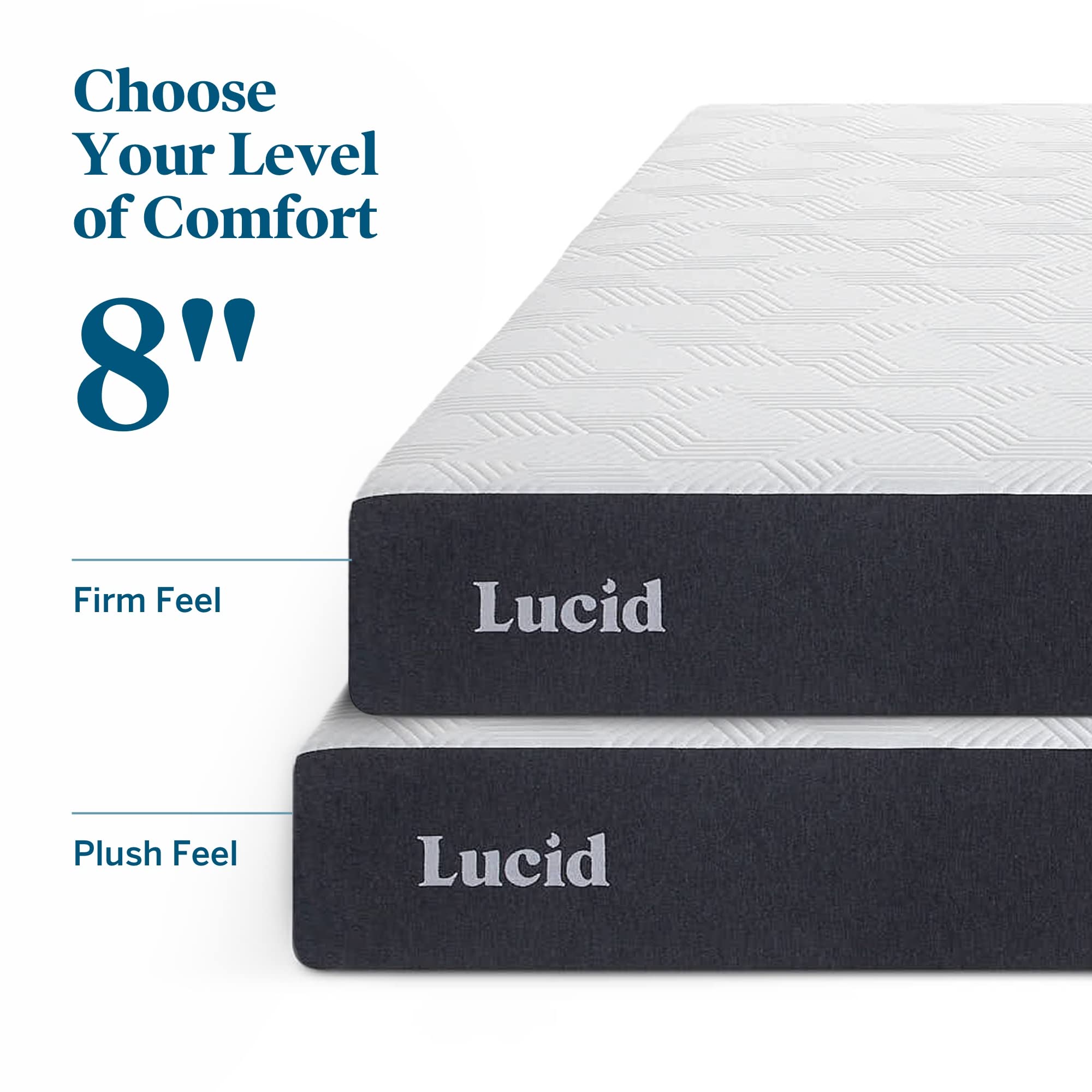 Lucid 8 Inch Queen Size Plush Gel Memory Foam Mattress with Bamboo Charcoal & Hypoallergenic Cooling Technology | Perfect for Bedrooms, Guest Rooms & Dorm Rooms