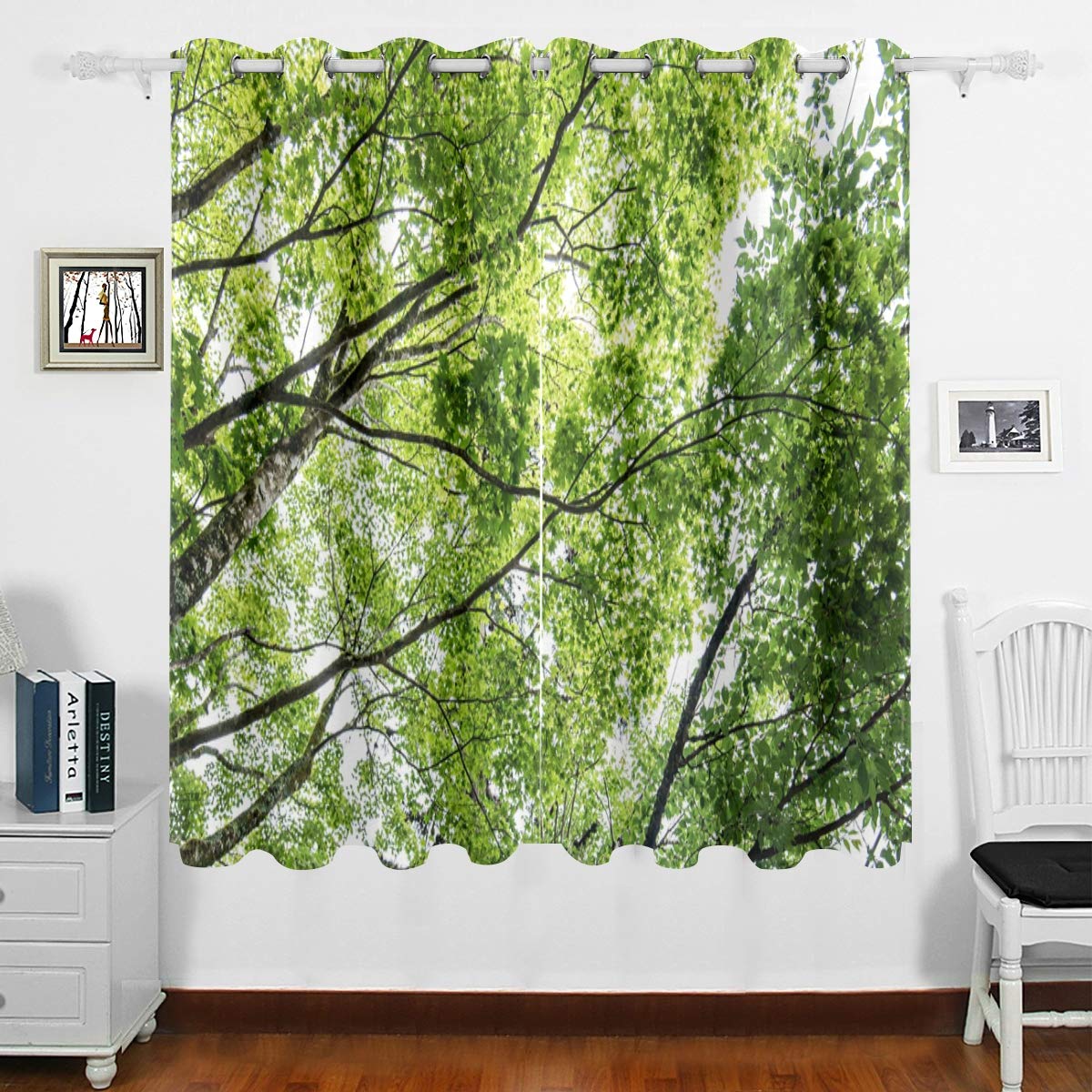 DOMIKING Blackout Curtains for Bedroom & Living Room - Thermal Insulated Grommet Drapes with Autumn Maple Leaf Design (63x55 Inches) | Noise Reducing, Energy Saving & Light Blocking for Better Sleep & Home Decor