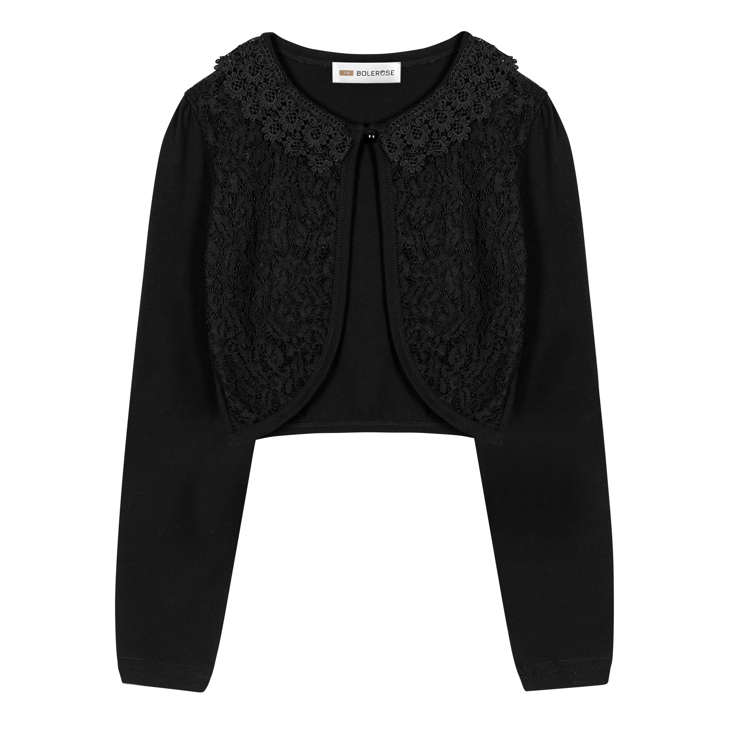 Bolerose Floral Lace Long Sleeve Cardigan for Girls - Elegant Kids' Bolero for Parties, Weddings & Special Occasions