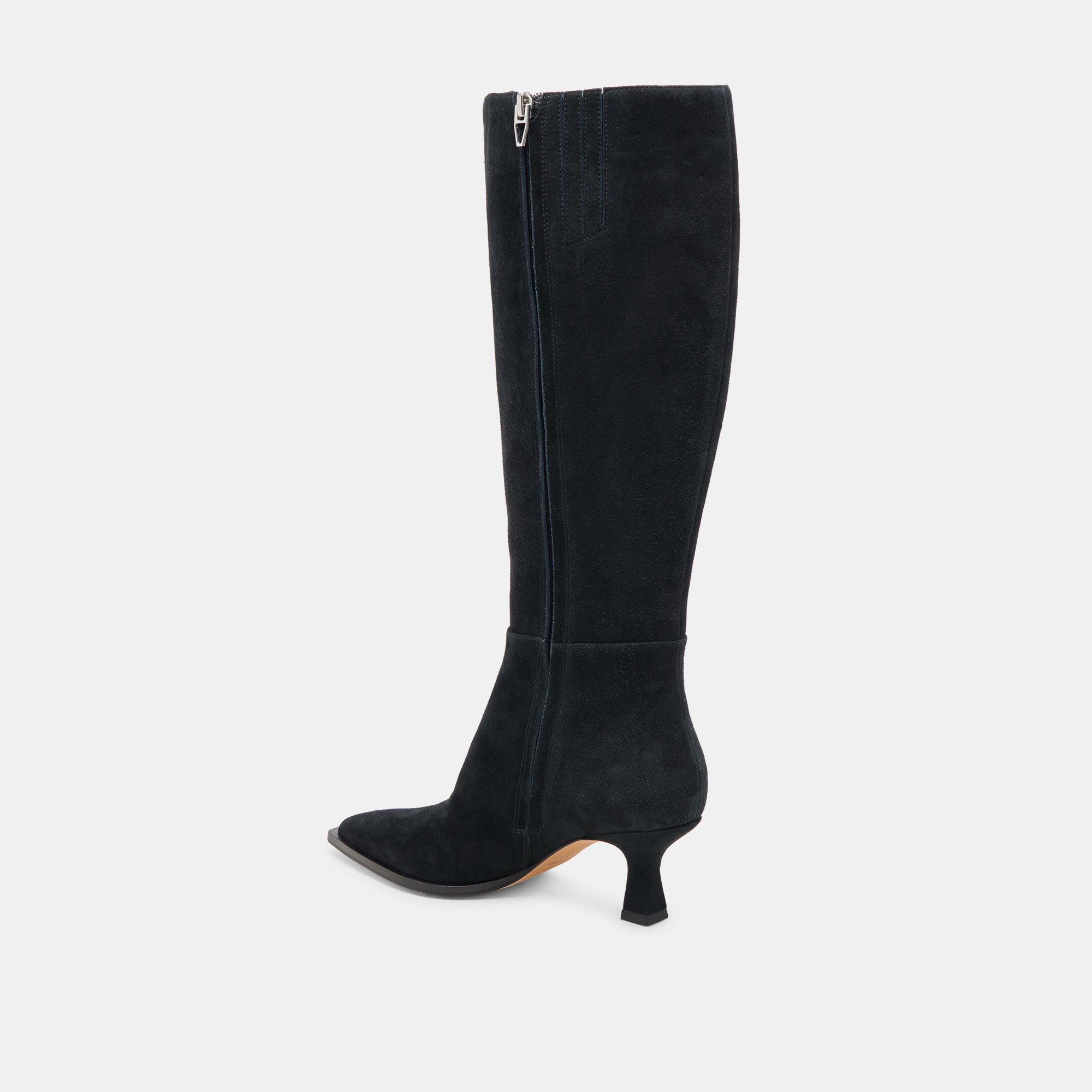 AUGGIE Wide Calf Boots for Women - Onyx Suede Leather Comfortable Mid-Calf Booties for Fall & Winter - Perfect for Office, Casual Wear & Outdoor Activities