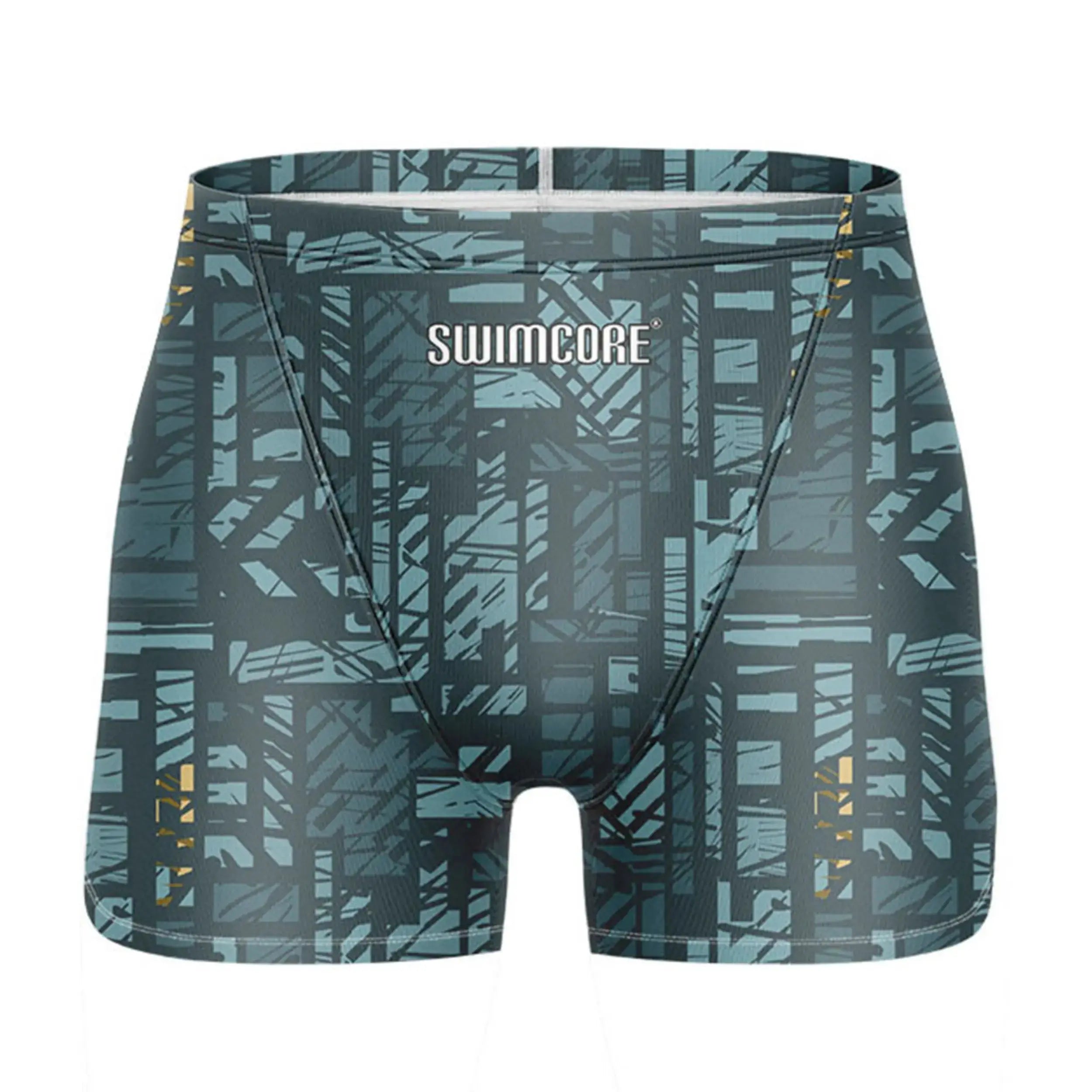 Men's Quick-Dry Swim Jammers with Tide Grid Palm Print - High-Performance Swimwear for Competitive Swimming & Training | Perfect for Lap Swimming, Triathlons & Beach Sports