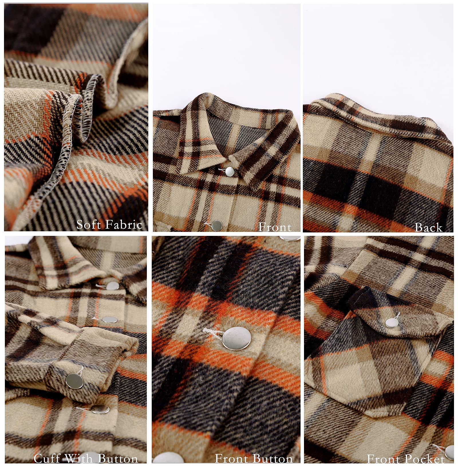 BTFBM Women's Plaid Flannel Shacket - Long Sleeve Button Down Casual Shirt Jacket for Fall & Spring | Loose Fit Blouse Top for Outdoor Activities, Work & Weekend Wear (2025 Fashion)