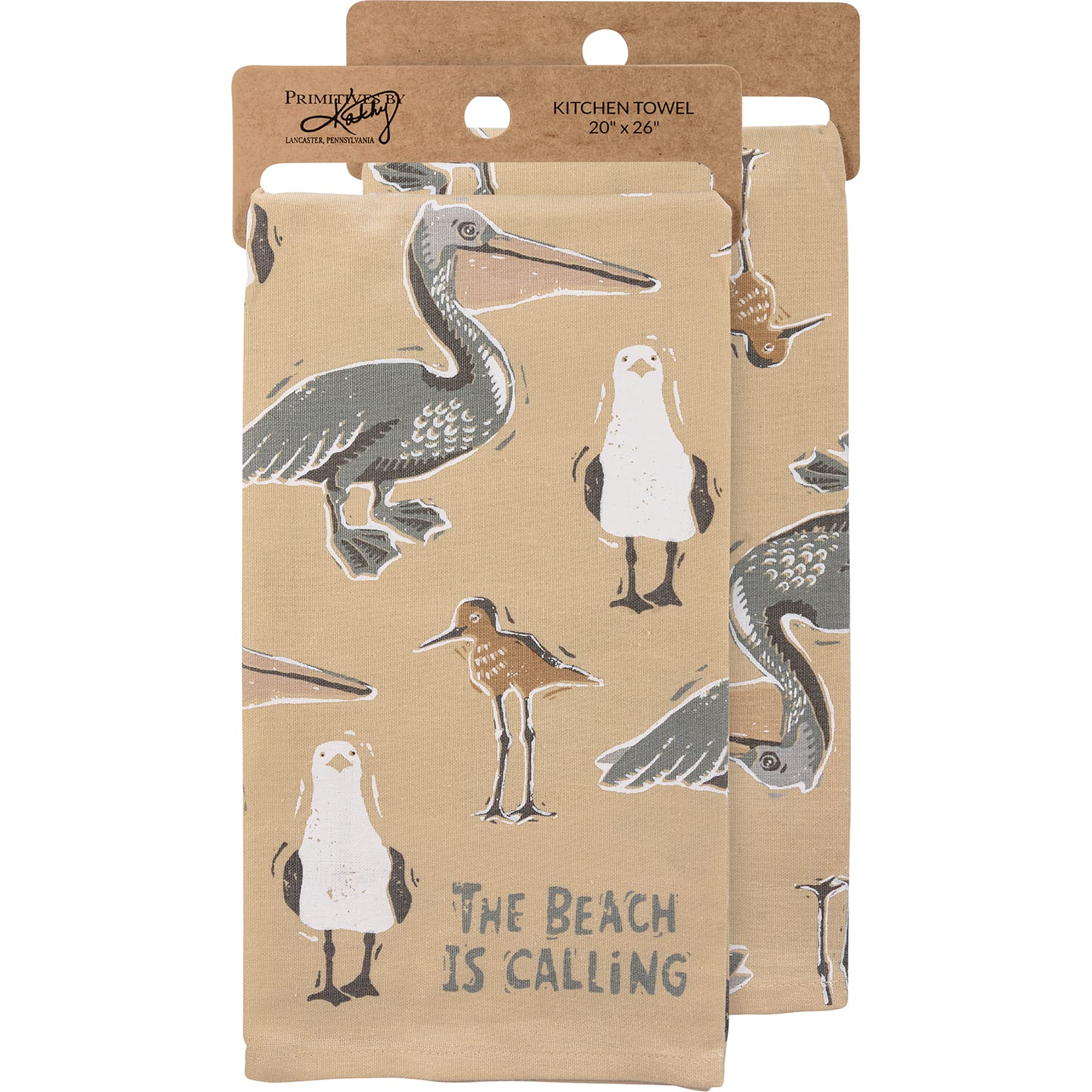 Primitives by Kathy Kitchen Towel - The Beach is Calling 26x20 Inch Coastal Decor Beach House Kitchen Towel - Perfect for Beach Themed Kitchens, Coastal Home Decor & Summer Entertaining
