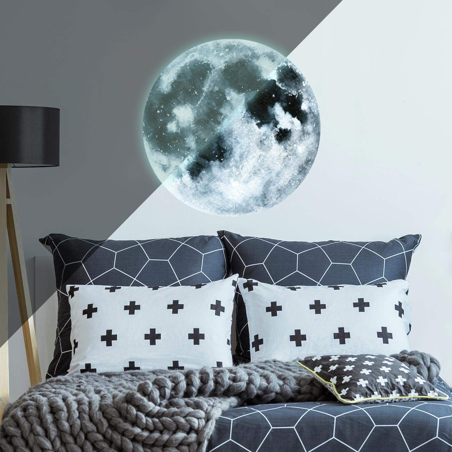 RoomMates RMK4097SLM Glow in the Dark Moon Wall Decals - Peel and Stick Removable Wall Stickers for Kids Bedroom, Nursery, Classroom Decor (Set of 24) - Perfect for Space Theme Parties & Night Light Effects