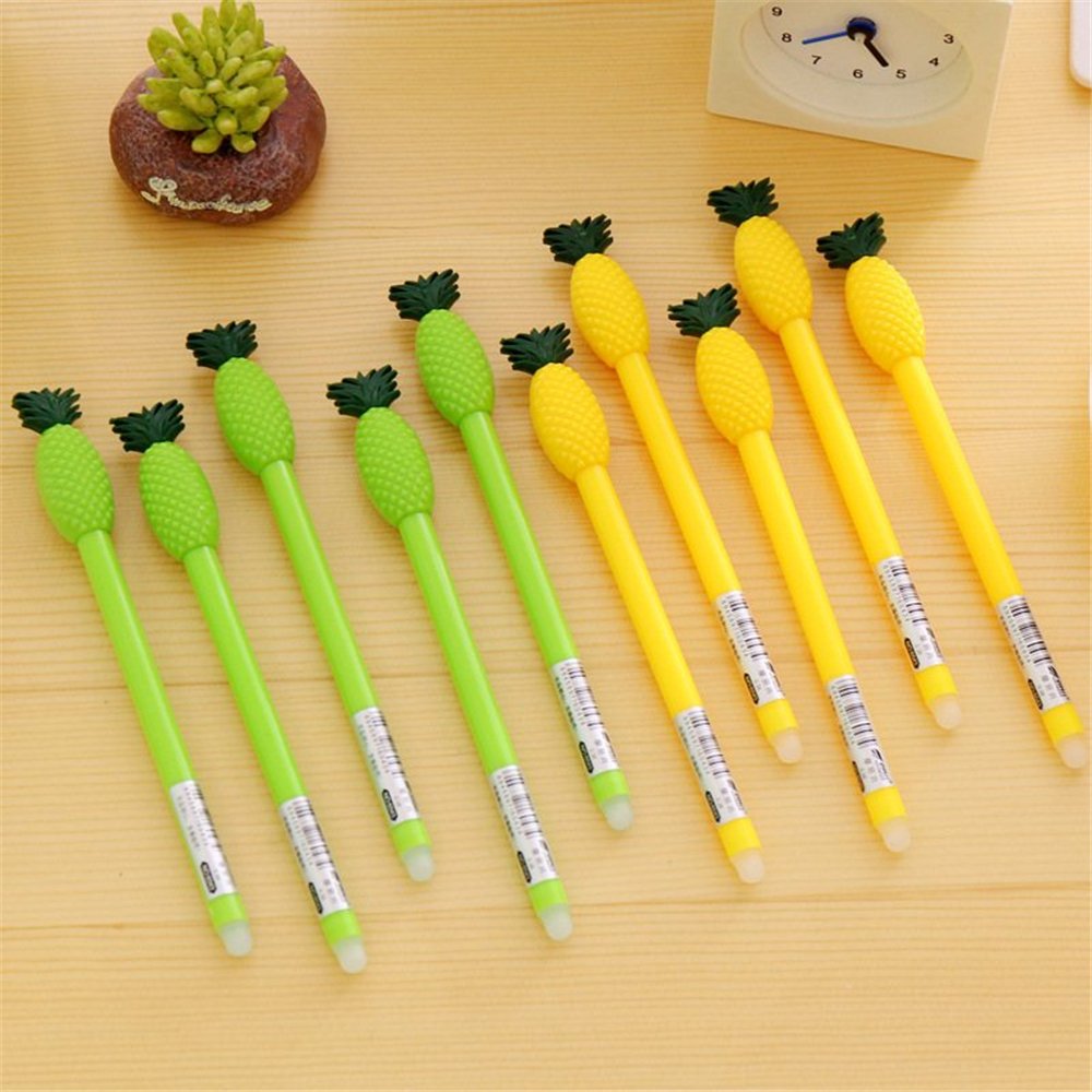 Kawaii Pineapple Gel Pens - Cute Fruit Shaped Gel Ink Pens for School, Office & Kids (6-Pack) - Fun Writing Supplies for Girls, Students & Stationery Lovers - Perfect for Note Taking, Journaling & Gift Giving