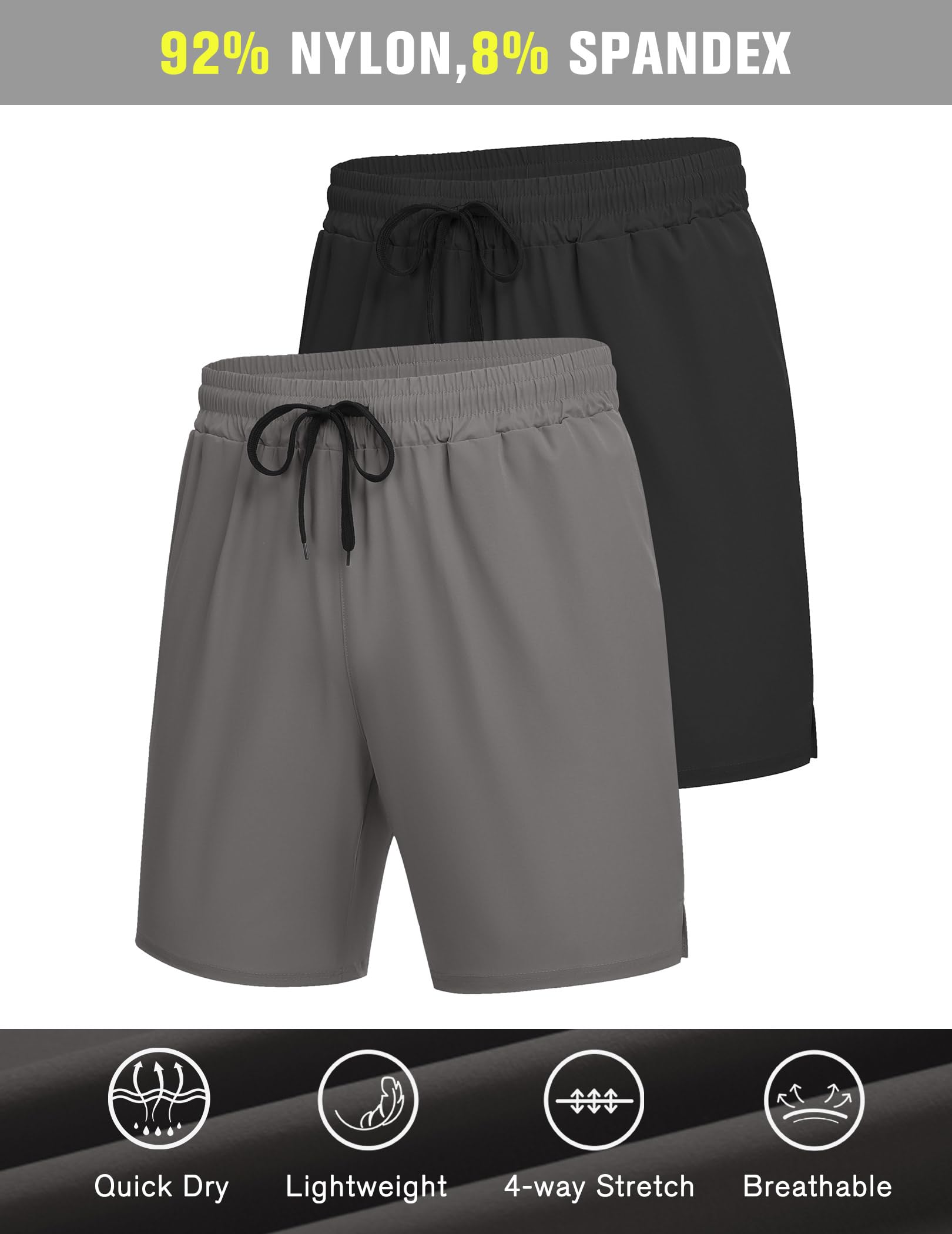 COOFANDY Men's Quick Dry Athletic Running Shorts - Lightweight Gym Workout Training Sports Shorts with Pockets for Jogging, Basketball & Outdoor Activities