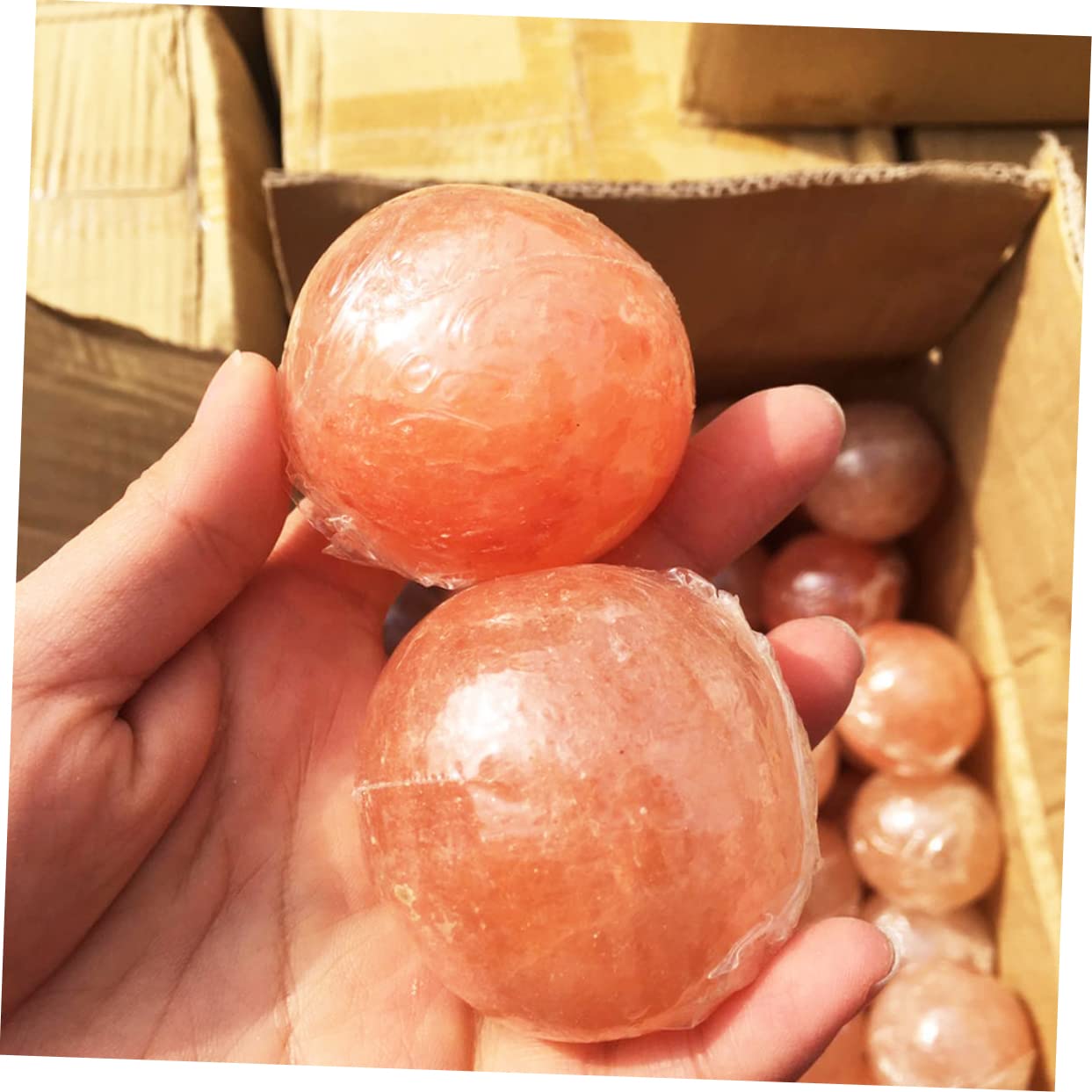 Natural Himalayan Salt Soap Ball - Exfoliating Massage Stones for Body Scrub & Spa Relaxation | Perfect for Home Spa, Self-Care & Family Wellness