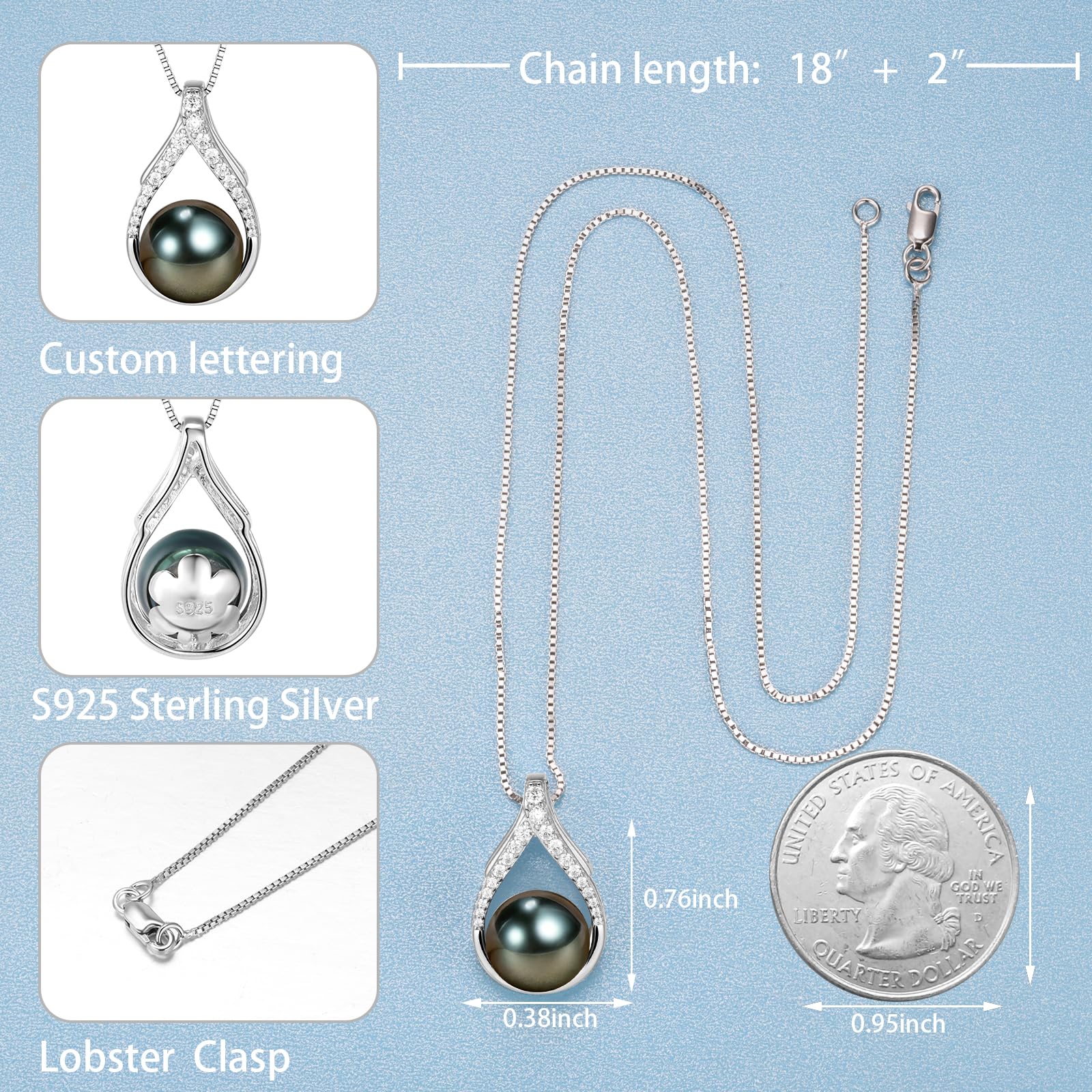 Tahitian Black Pearl Necklace for Women - Elegant Jewelry Gift for Mom, Wife, Girlfriend | Perfect for Mother's Day, Anniversary, Wedding, Birthday, Christmas & Valentine's Day | Ideal for Date Nights, Special Occasions & Everyday Elegance