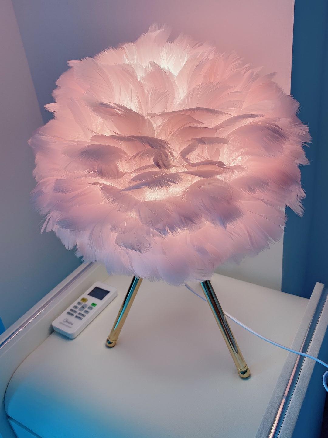Elegant Goose Feather Table Lamp - Soft Warm White Light for Bedroom, Living Room & Office Decor - Perfect for Cozy Nights & Relaxing Ambience