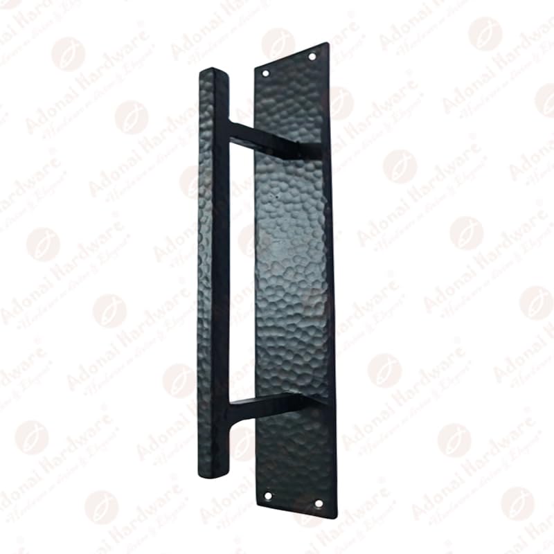 Adonai Hardware Dannah Iron Door Pull with Back Plate - Heavy Duty Cabinet Handle for Kitchen, Bathroom, and Furniture - Matte Black Finish for Modern Home Decor
