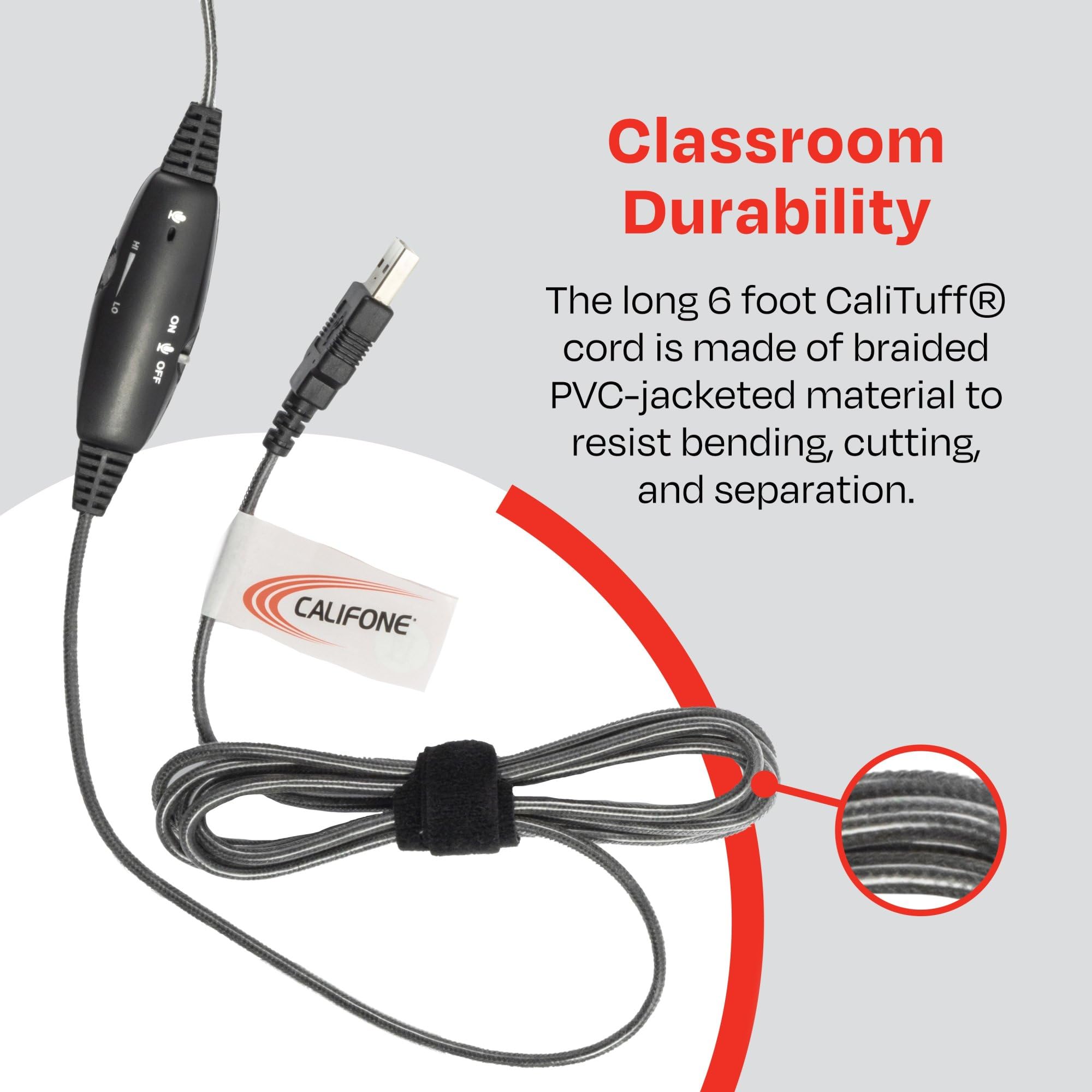 Califone NeoTech Plus 10171MUSB Premium Over-Ear Stereo Headphones with Inline Microphone - USB Plug, Black | Perfect for Online Classes, Call Centers & Remote Work