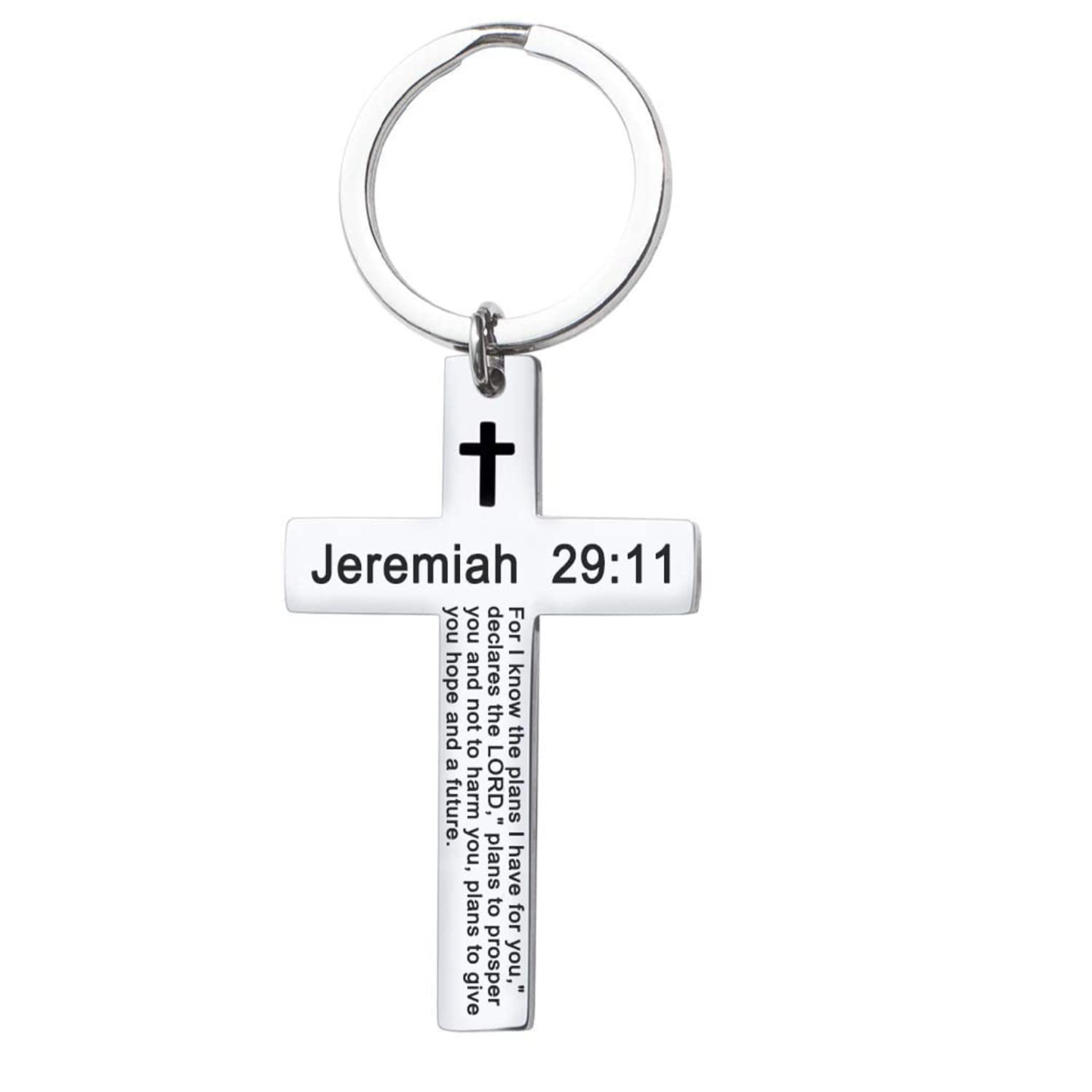 Ldurian Christian Cross Keychain for Men - Religious Scripture & Bible Verse Keychain - Easter Basket Stuffer Gift - Perfect for Church Events, Baptisms & Daily Faith Inspiration