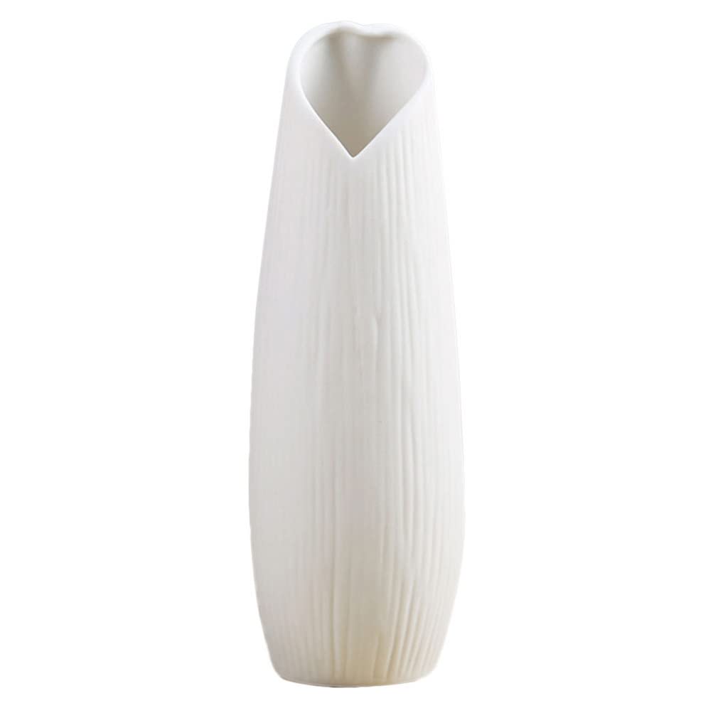 YARNOW Small White Ceramic Vase for Dried Flowers - Minimalist Modern Home Decor, Table Centerpiece, Shelf Display - Perfect for Wedding, Office, Kitchen & Living Room Decor