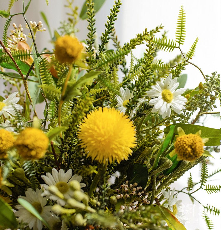 Stunning Modern Artificial Flowers for Dining Room Table - Dandelion, Wheat, Eucalyptus Arrangement | Elegant Home Decor Centerpiece for Weddings, Parties & Interior Design