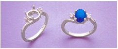 Solid Sterling Silver or 14kt Gold 6x4mm 10x8mm Oval Cabochon Swirl Blank Pre-Notched Ring Setting Size 7 - Perfect for Jewelry Making, DIY Crafting, and Custom Engagement Rings