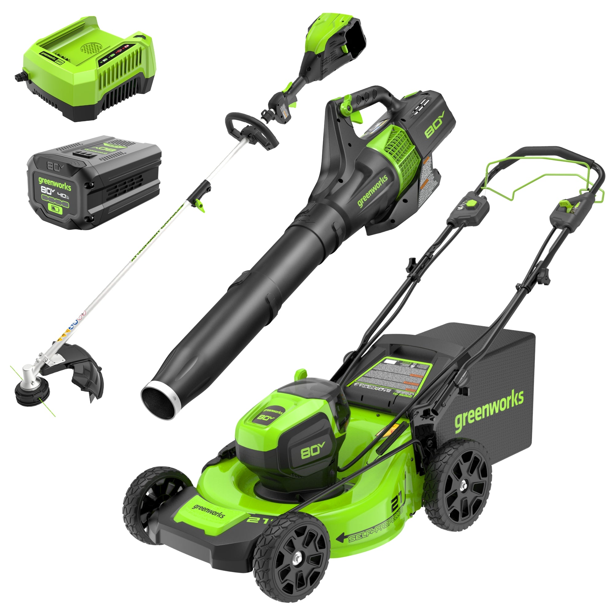 80V 21-Inch Cordless Battery Brushless Self-Propelled Lawn Mower with 4.0Ah Battery & Rapid Charger - 3-Piece Combo Kit for Large Yard Maintenance & Landscaping