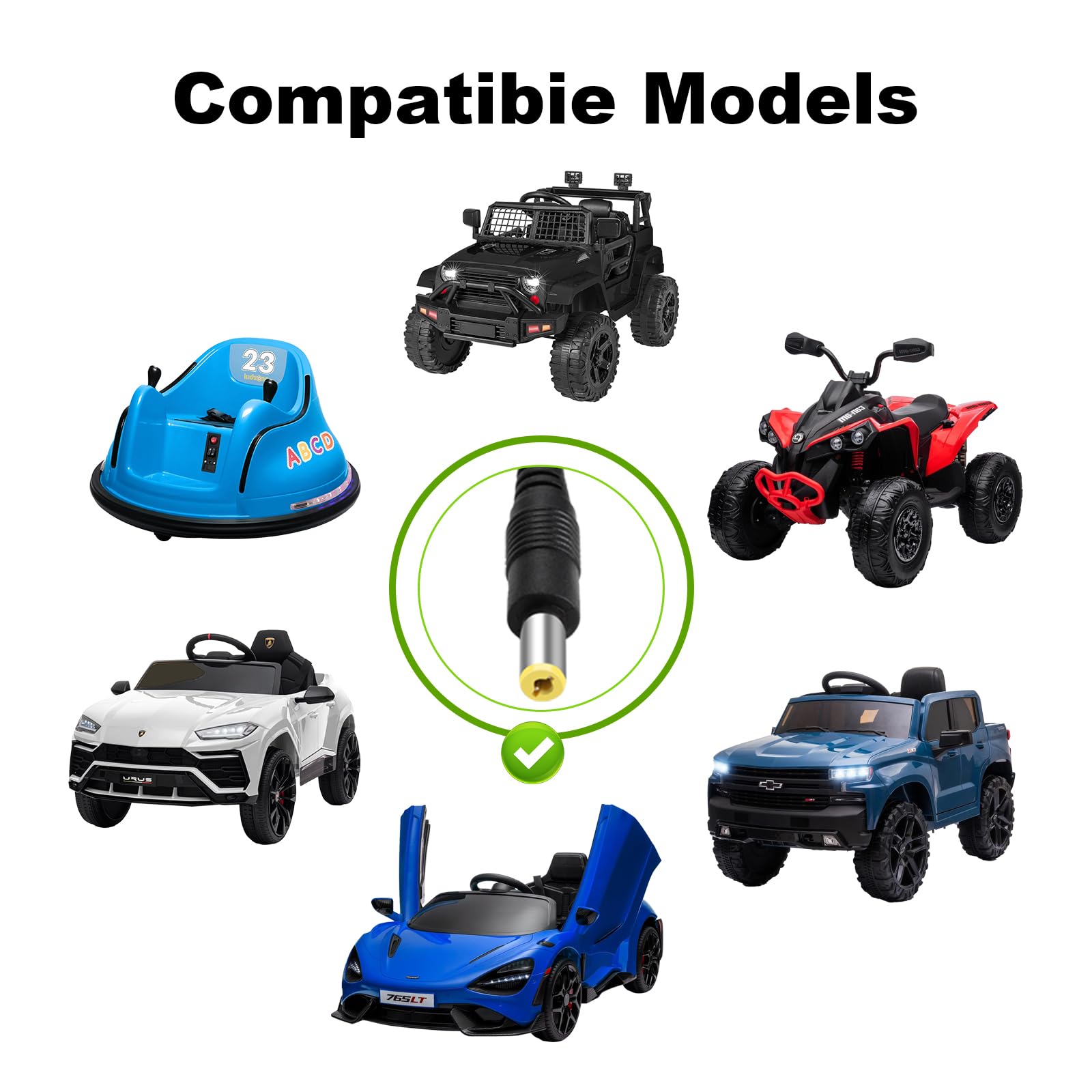 12V Kids Ride On Toy Car Battery Charger - 12 Volt Charger for Wrangler, SUV, Jeep, ATV, Mercedes, Lamborghini, Quad, Kidzone, Bumper & Disney Toy Cars - Perfect for Outdoor Playtime and Indoor Charging