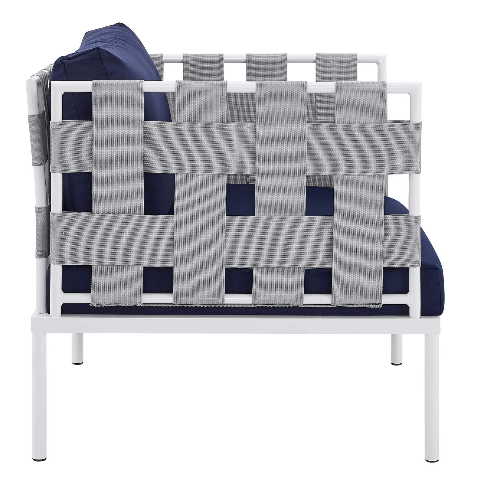 Modway EEI-4925 5-Piece Outdoor Patio Furniture Set - Aluminum Frame with Sunbrella Gray & Navy Cushions - Weather-Resistant Dining Set for Backyard, Poolside or Garden - Includes Table & 4 Chairs