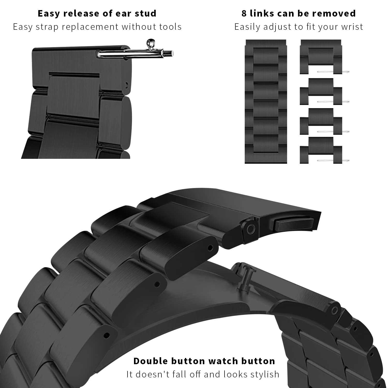 Premium Stainless Steel Apple Watch Band - Quick Release 14mm 16mm 18mm 20mm 22mm 24mm Sizes - Luxury Metal Watch Strap for Men & Women - Perfect for Workouts, Office & Everyday Wear