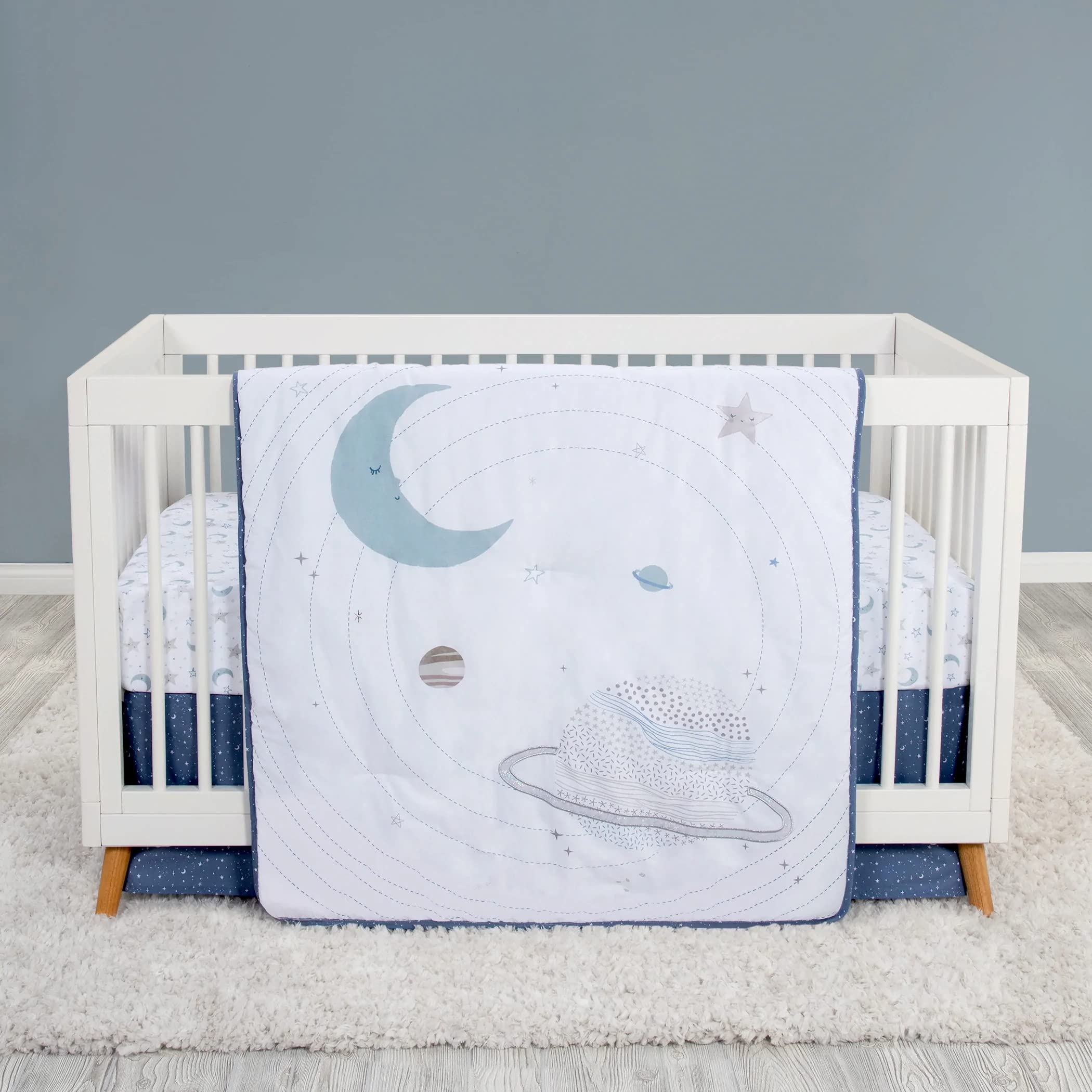 Trend Lab Celestial Space 3-Piece Crib Bedding Set - Nursery Quilt, Fitted Crib Sheet & Crib Skirt for Baby Boys & Girls | Soft & Safe Nursery Decor for Newborns & Infants | Perfect for Space-Themed Nurseries & Baby Showers