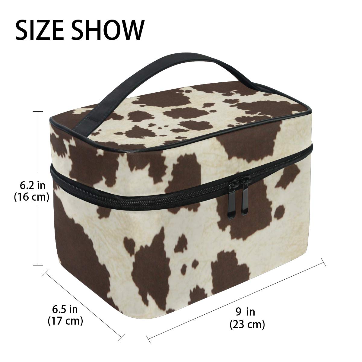 Big Cow Fur Print Large Cosmetic Bag for Women - Travel Makeup Organizer & Toiletry Case - Perfect for Vacation, Gym, and Everyday Use