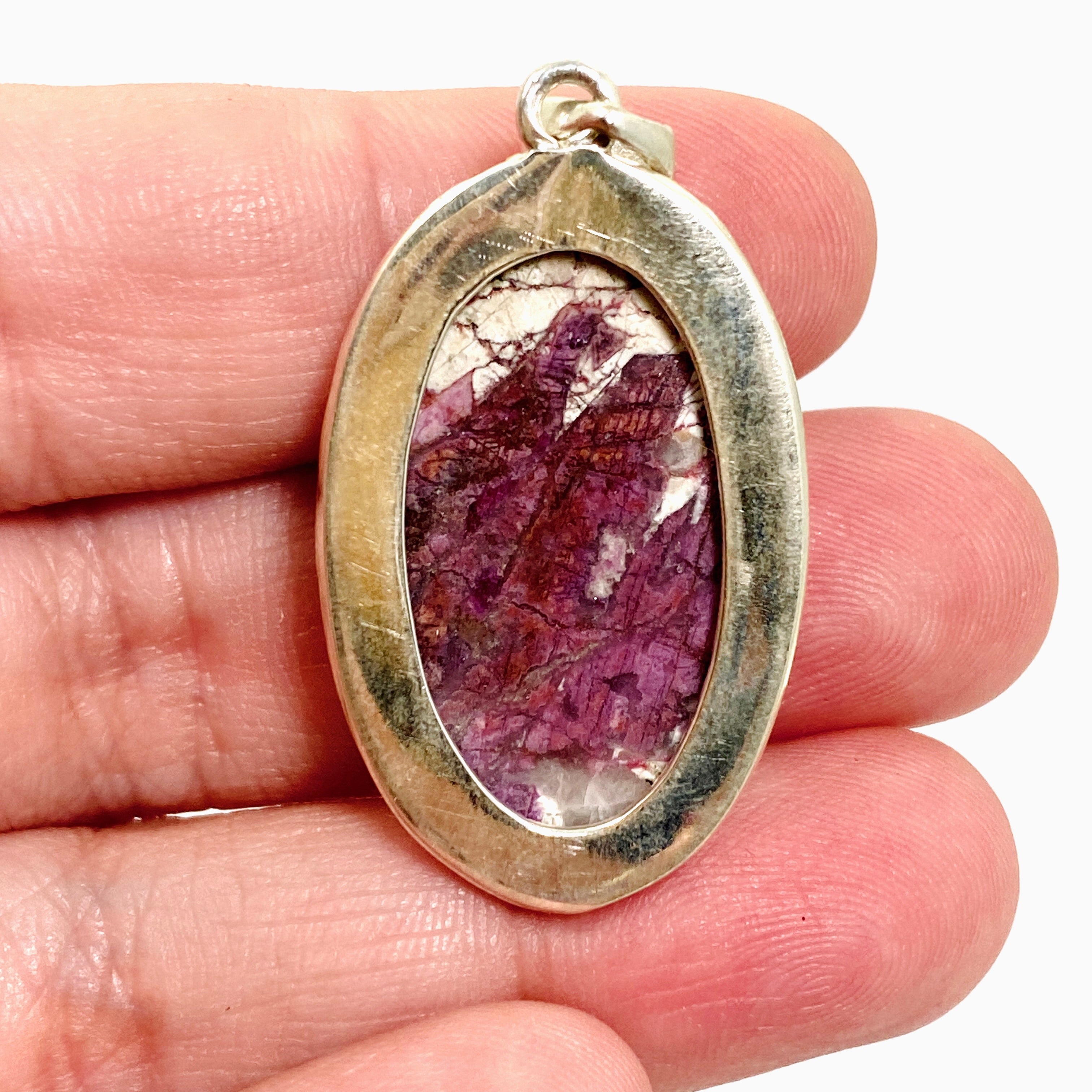 Cobalto Calcite Oval Cabochon Pendant in Sterling Silver Setting - Natural Stone Jewelry for Women | KPGJ4860 | Perfect for Meditation, Healing & Spiritual Gifts