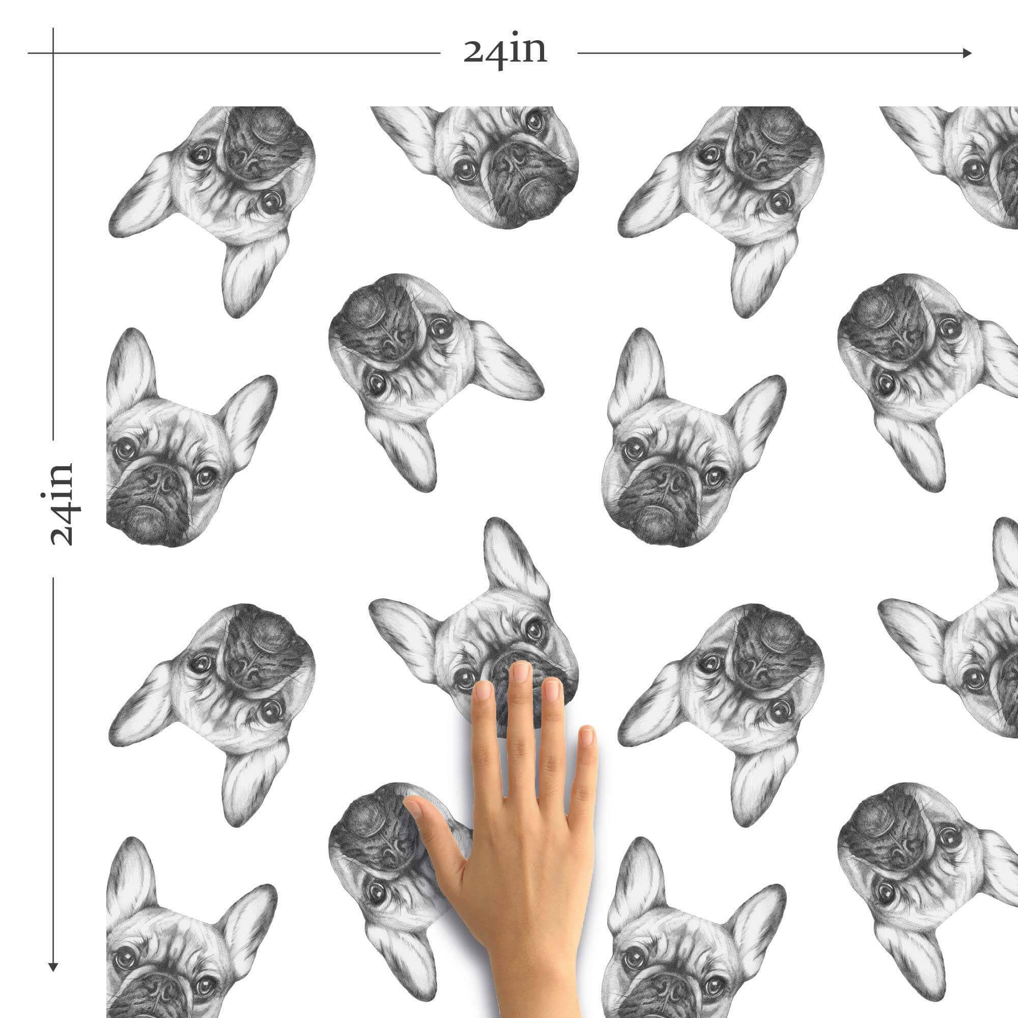 Black and White Dog Pattern Peel and Stick Removable Wallpaper - Self-Adhesive Pet Theme Decal for Nursery, Bedroom, or Office Decor