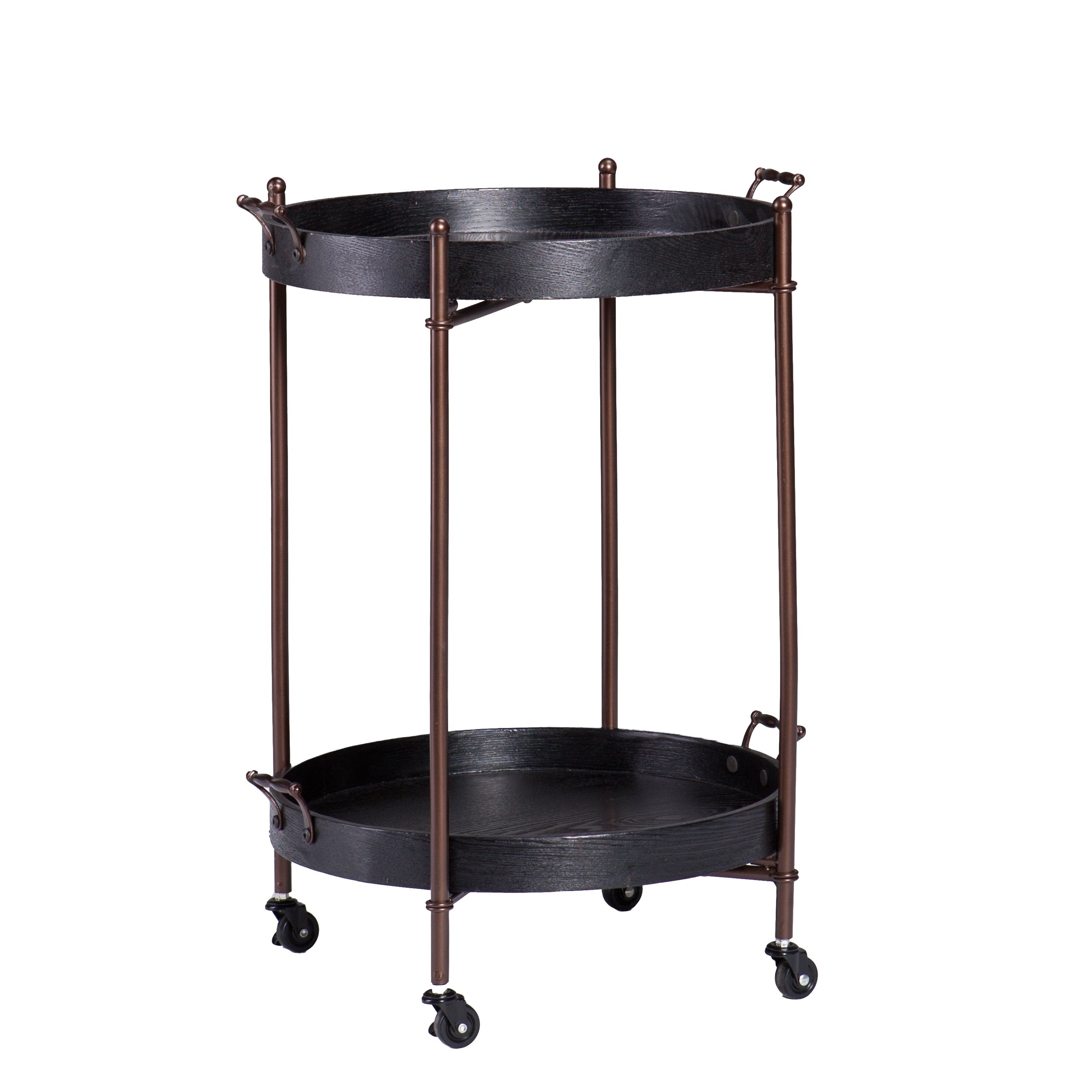 SEI Furniture Alfred Two-Tier Round Butler Table - Black | Side Table for Living Room, Bedroom, or Office | Perfect for Coffee, Books, and Decor