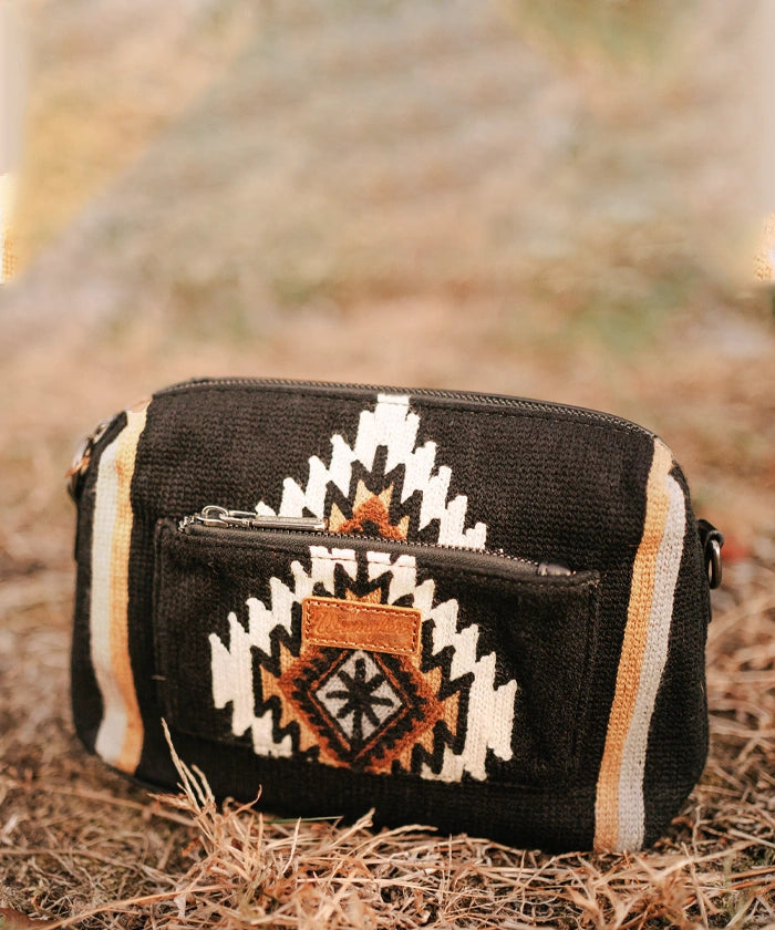 Wrangler Aztec Knitted Crossbody Purse for Women - Stylish Boho Shoulder Bag with Tribal Pattern - Perfect for Travel, Shopping & Everyday Use