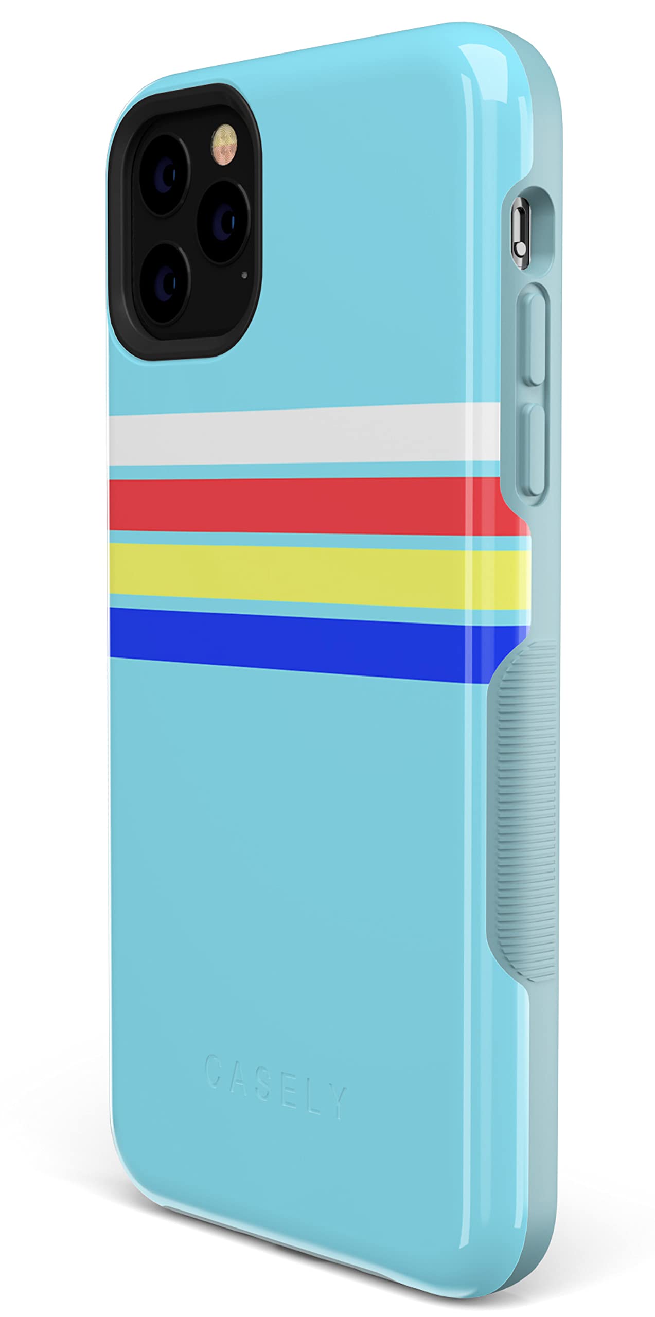 Casely iPhone 11 Pro Case - Teal Rainbow Stripes Color Block Protective Phone Cover | Slim Fit Shockproof Case for Daily Use, Travel & Outdoor Activities