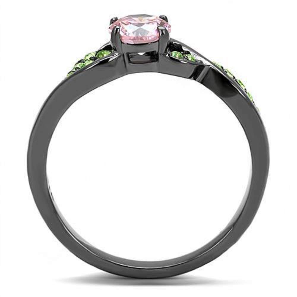 WildKlass Stainless Steel CZ Ring for Women - Light Black IP Gun Finish for Elegant Occasions