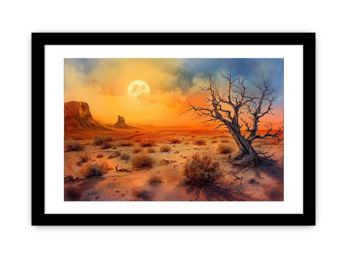 Desert Sun Art Framed Print - Stunning Wall Decor for Living Room, Bedroom & Office - Perfect Southwest Home Decor Gift
