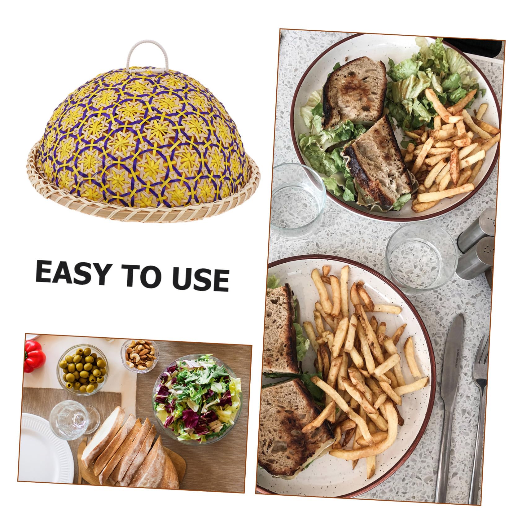 Handwoven Bamboo Storage Basket Set - Multi-Functional Food Cover & Household Organizer for Kitchen, Pantry, and Bathroom Storage