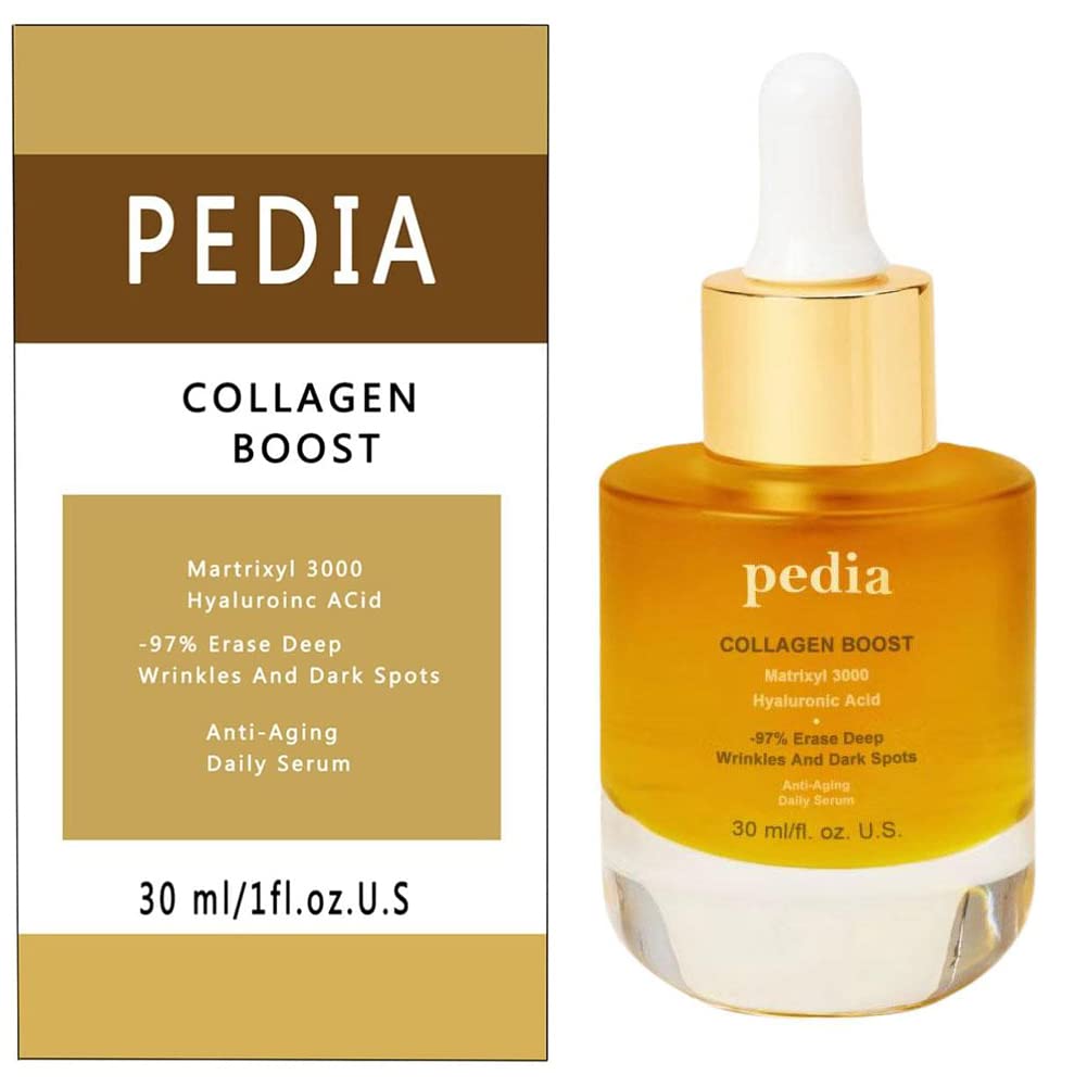 Pedia Advanced Collagen Boost Anti-Aging Face Serum with Hyaluronic Acid - Deep Wrinkle Treatment & Skin Moisturizer for Youthful Glow - Perfect for Night Routine & Daily Skincare Regimen