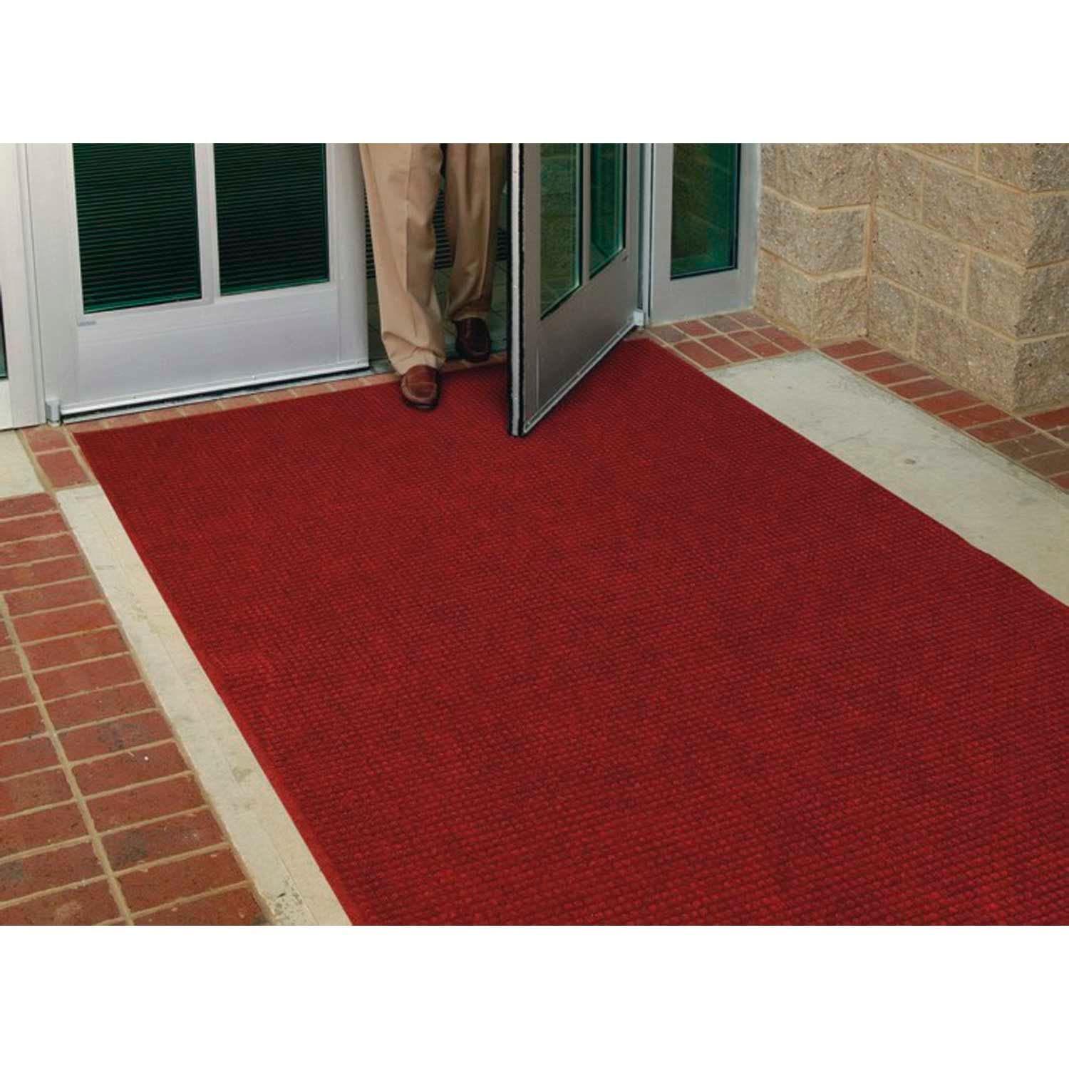 Andersen Waffle Design Non-Slip Floor Mat 2x3 Feet with Fabric Border - Black and Red Color - Perfect for Kitchen, Entryway, or Laundry Room
